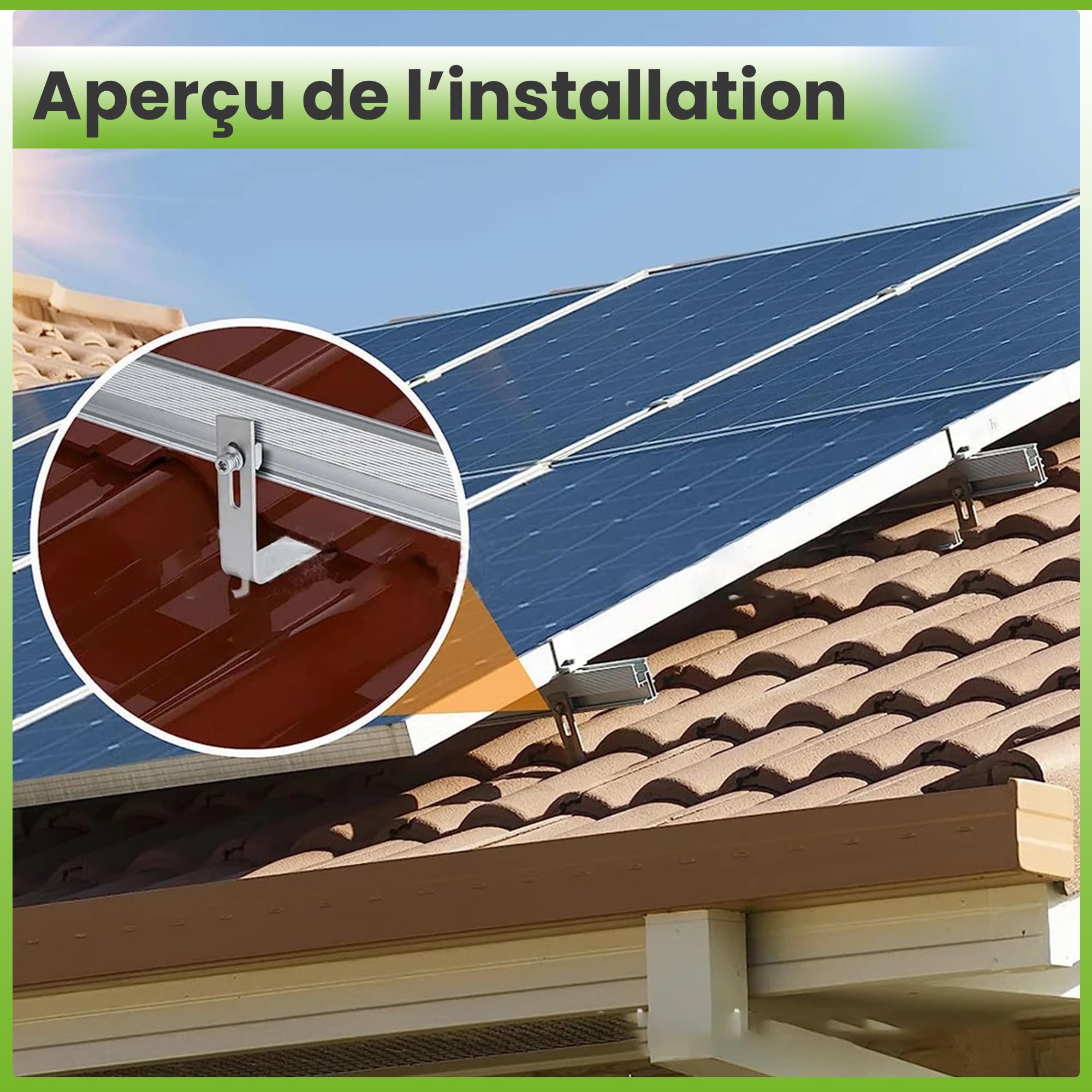 4 pièces. Offgridtec© - Crochet pour toit en acier inoxydable V2a, pour montage mural de panneaux solaires sur tuiles à queue de castor