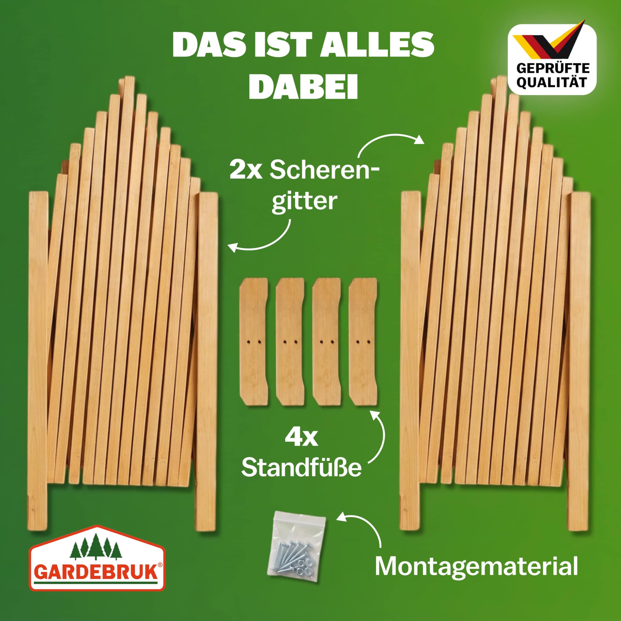 Gardebruk 2x Griglia Flessibile Estendibile in Legno da Giardino 200 cm Pieghevole Grigliato per Rampicanti Recinzione Balcone Separatore