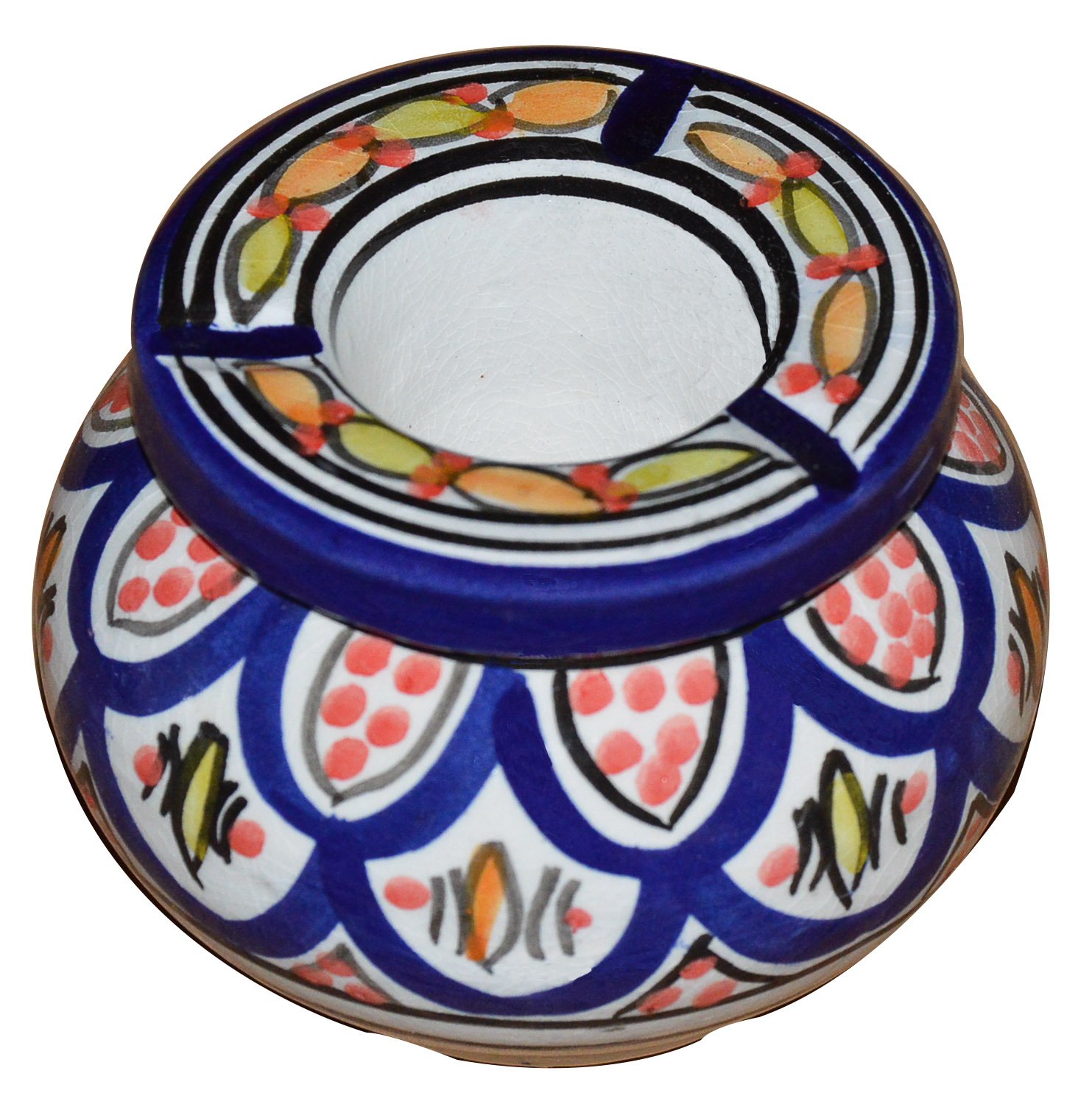 Ceramic Ashtrays Hand Made Moroccan smokeless Ceramic Vivid Colors Small White Multicolored