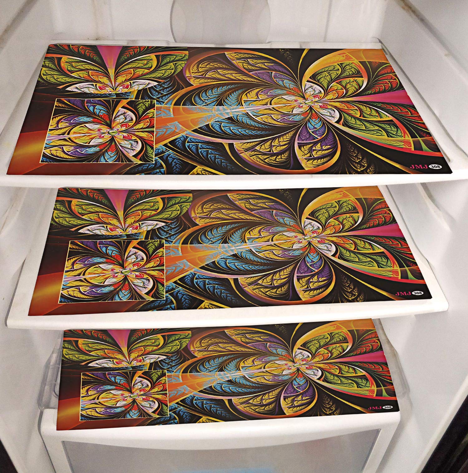 Kuber Industries PVC 6 Pieces Reversible Fridge Drawer Mats (Multi) -CTKTC7089, Standard