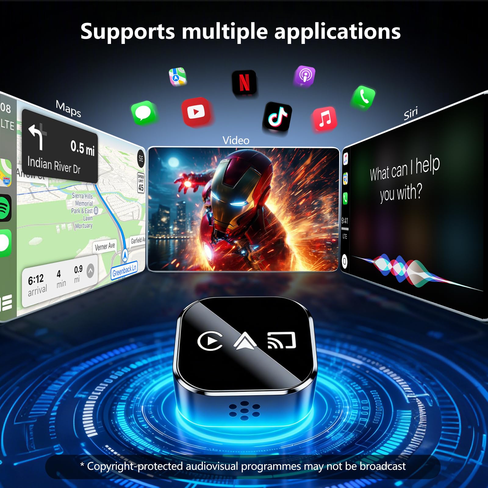 auvstar 2026 Upgraded mit Mirror Link, 3 in 1 CarPlay & Android Auto Wireless Adapter für iOS 11+/Android 11+,USB/Type-C Adapter,Unterstützt Alle Fahrzeuge mit Kabel-CarPlay AB 2016