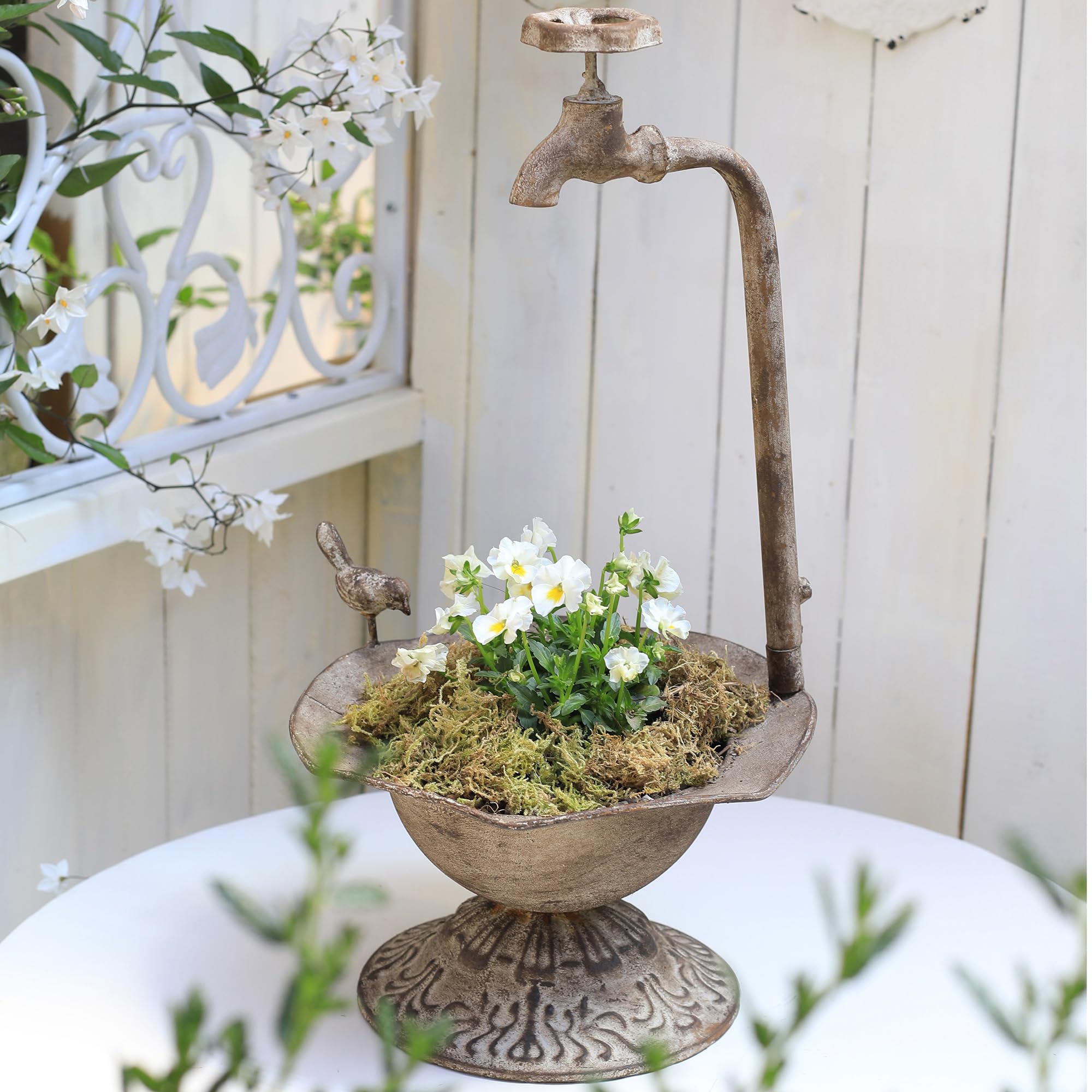 All Chic Plant Pots Indoor Home Decor Tap Planter Bird Bath Bowl Ornament Flowers Outdoor Garden Vintage Flower Pots