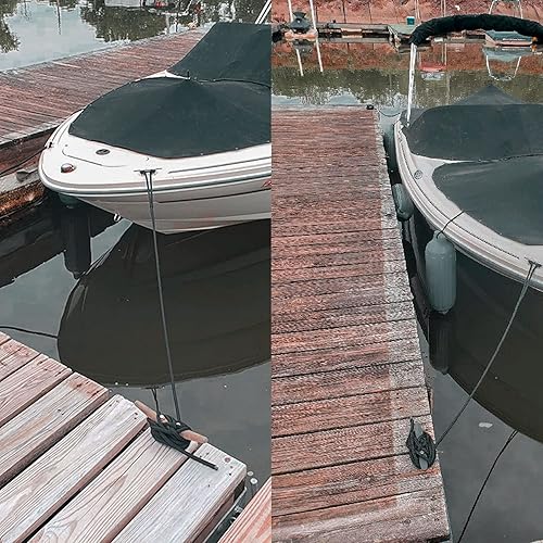 Miniatura 15 de Young Marine Paquete de 4 líneas de muelle de 1/2 pulgadas x 15 pies de nailon de doble trenzado de grado marino con ojales de 12 pulgadas. Cuerda