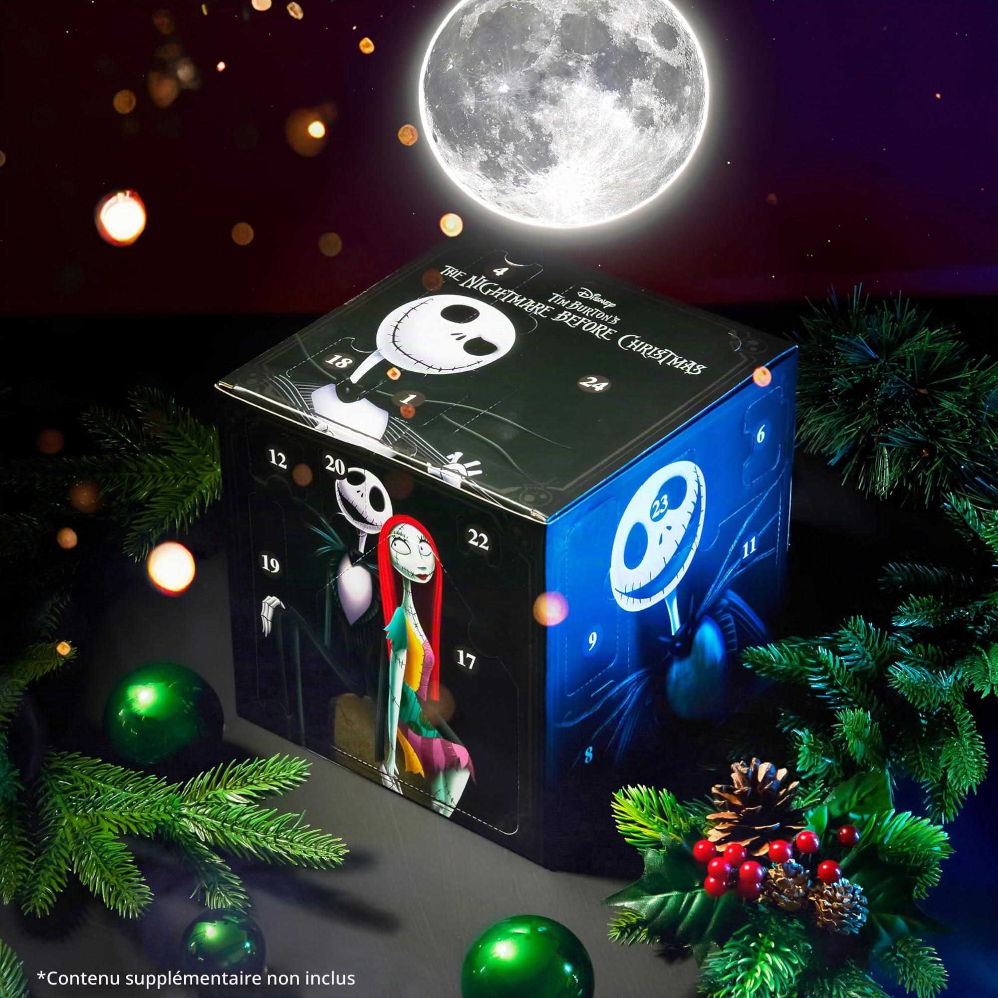 Disney The Nightmare Before Christmas Calendrier de L'avent 2025 Femme et Ado Compte à Rebours Noel Papeterie Original Accessoires Kawaii (Noir/Multi)