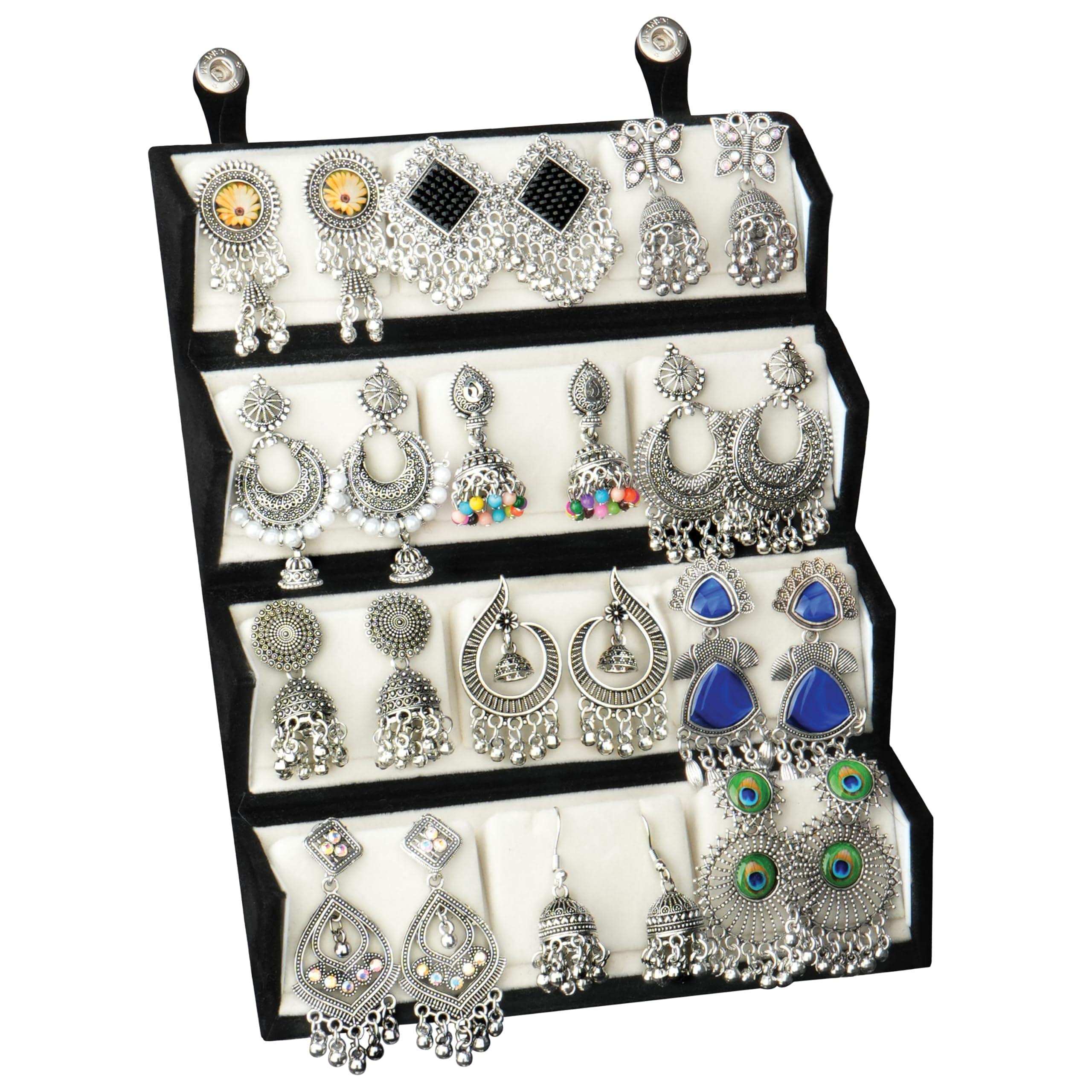 Ishq-E-Jhumka Oxidized Designer Earrings Set of 12 With Folding Jewelry Box | Minimalist & Traditional Jhumka Set for Womens & Girls-image-29