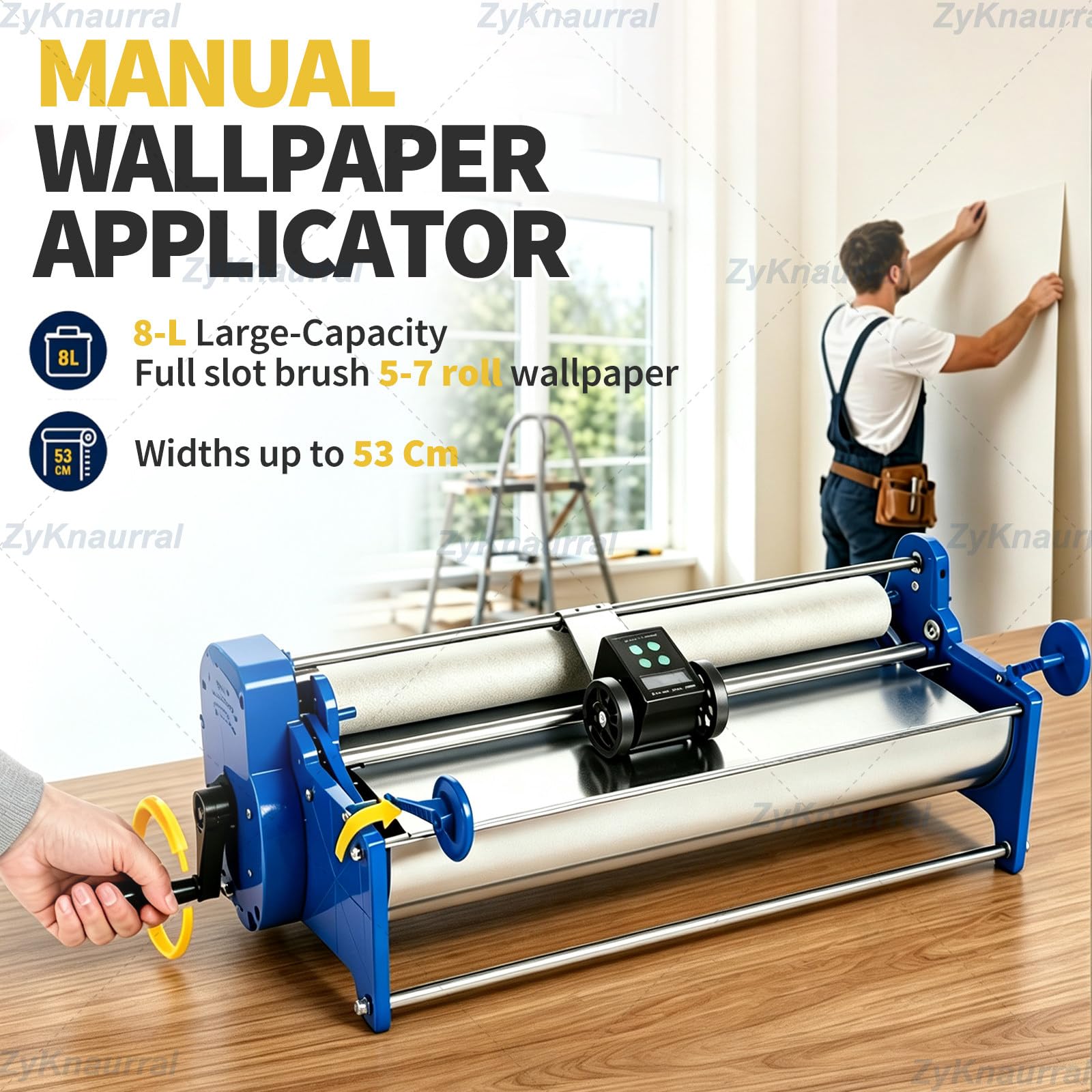 Macchina Incollatrice per Carta Da Parati Da 53 Cm Con Contatore Digitale | Applicatore a Manovella Colla per Carta Parati, Incollaggio Carta Parati, Facile Applicazione, Distribuzione Ottimale Colla