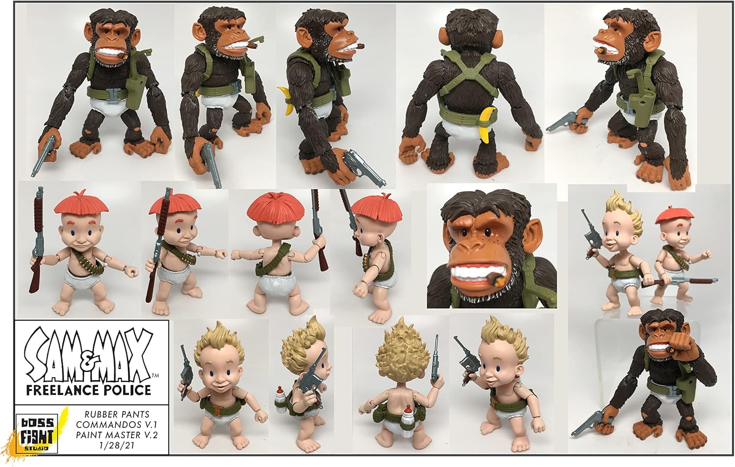 Boss Fight Studio Sam & Max: Rubber Pants Commandos Deluxe Action Figure Set, Multicolor
