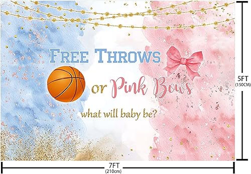 Miniatura 4 de MEHOFOND Mantas o lazos libres de 7 x 5 pies, telón de fondo de revelación de género, baloncesto, revelación de género, suministros de decoración de