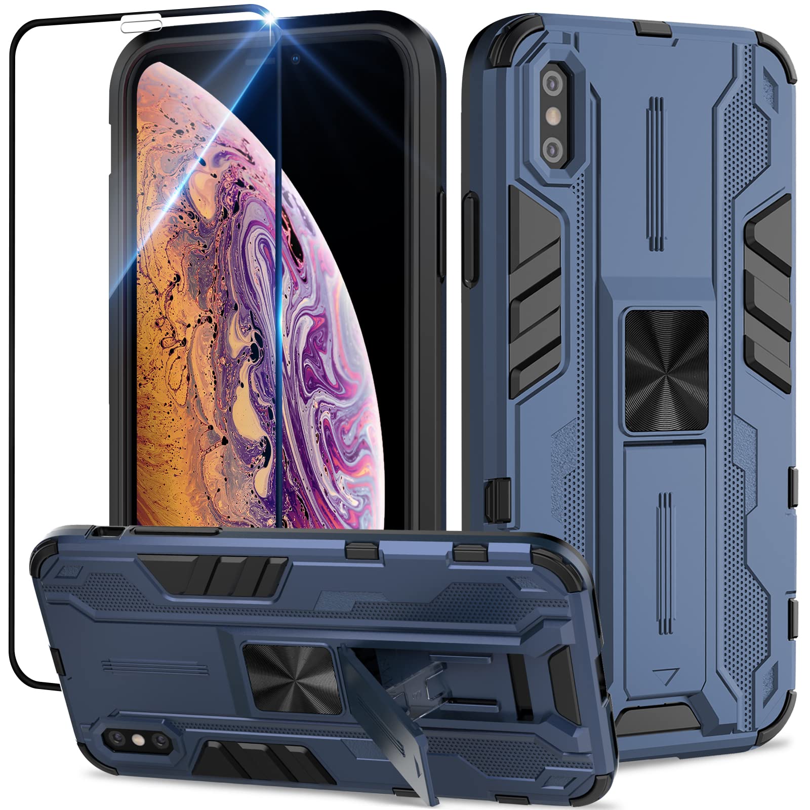 Funda para Samsung Galaxy A13 4G con Cristal Templado Protector Pantalla, Carcasa Antigolpes con Soporte anular metálico, Case Protectora de Grado Militar, Negro — view 236