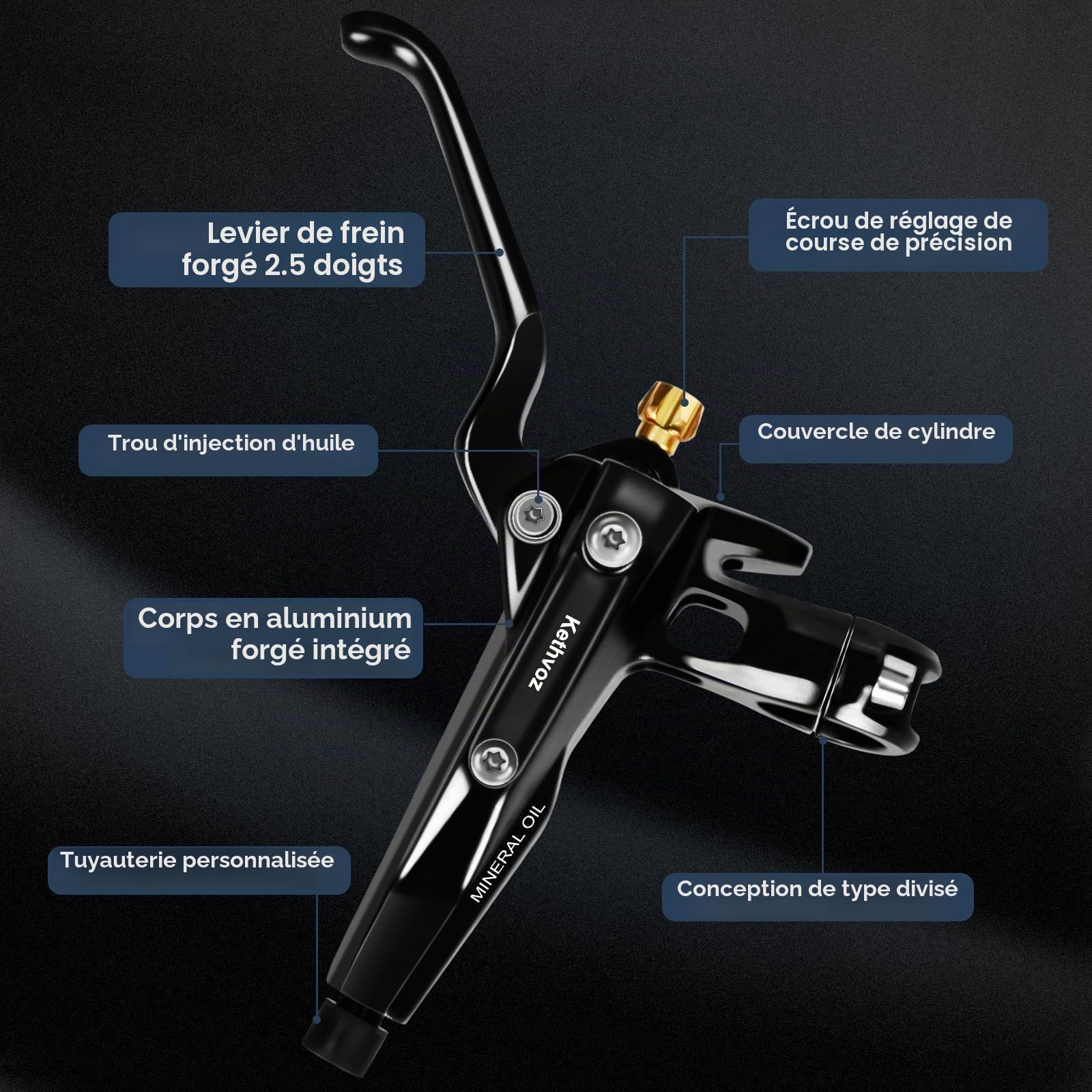 Freins Pour Vélo - Kethvoz Freins Hydrauliques 4 Piston, Kit de Disques de Frein Set pour VTT Universels Avant et Arrière 180mm pour VTT, Vélo Électrique, Rennrad, Convient à la Plupart des Vélos