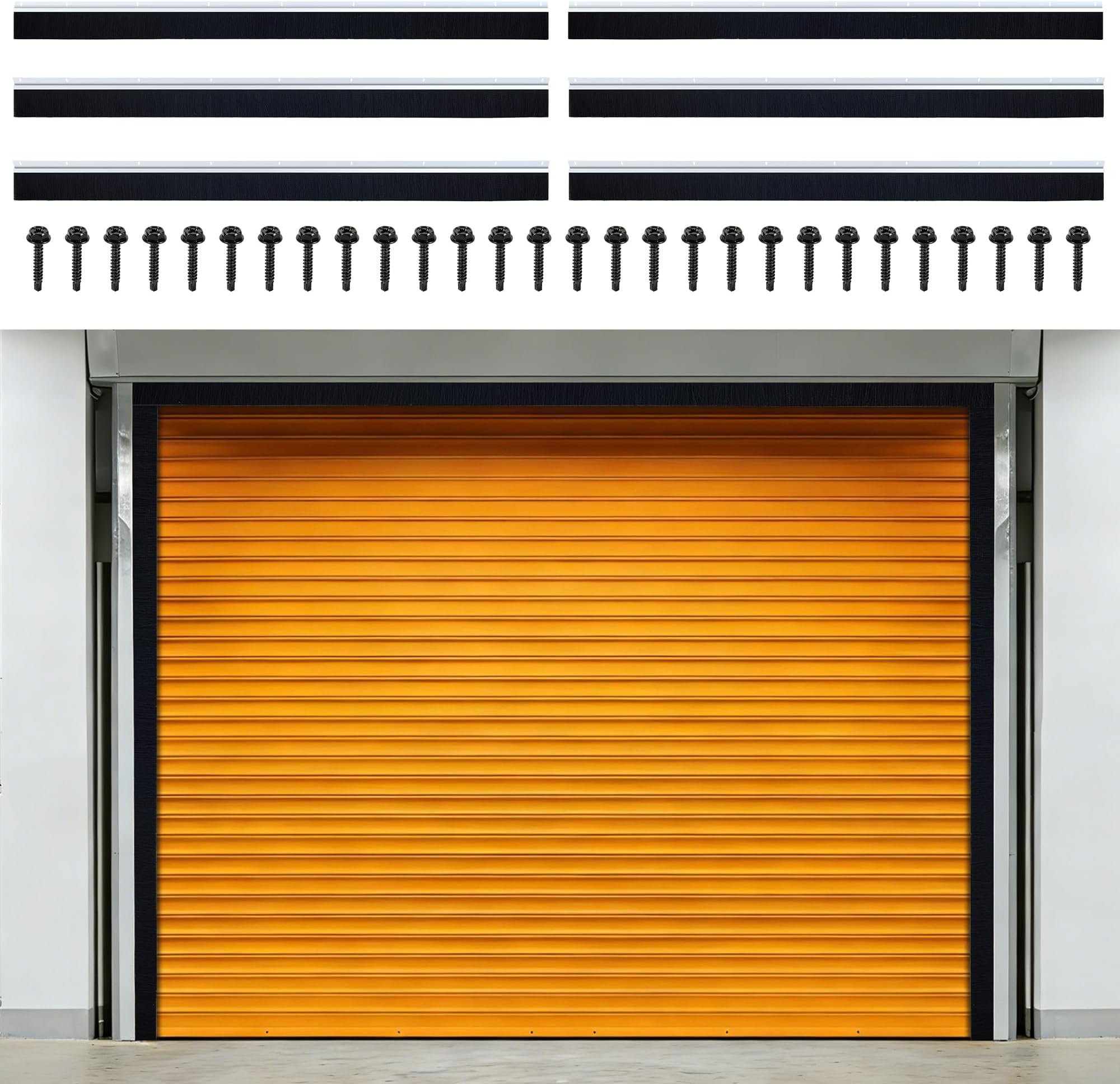 3" Garage Brush Seal Kit for Rollup Doors 10x 10ft- Heavy Duty NylonBrush with Aluminum Track WeatherproofCommercial Door Bottom Seal forWarehouse, Energy Saving, Pest Proof,Black