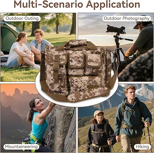 Miniatura 8 de Maletín táctico para hombre, bolsa de mensajero militar de lona de nailon de 18.5 pulgadas, bolsa de mensajero multifuncional grande Molle, bolsa de