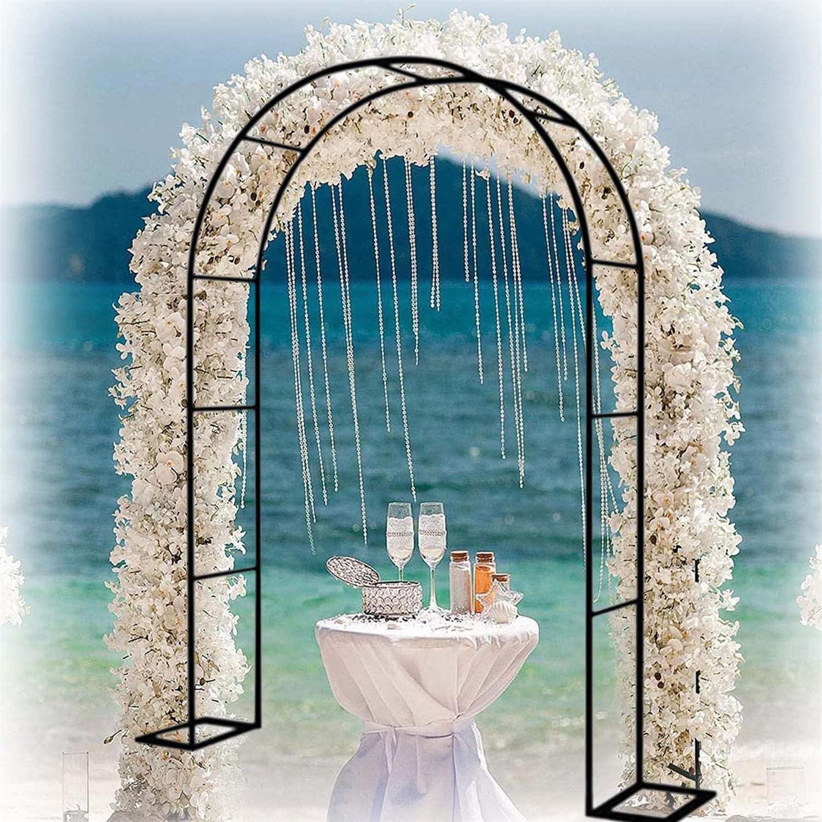Arco da Giardino 120x220cm 180x220cm 240x220cm Arco in Metallo per Rose Rampicanti, Arco di Nozze Arco Pergolato da Giardino con Base, Resistente,300x220x40CM