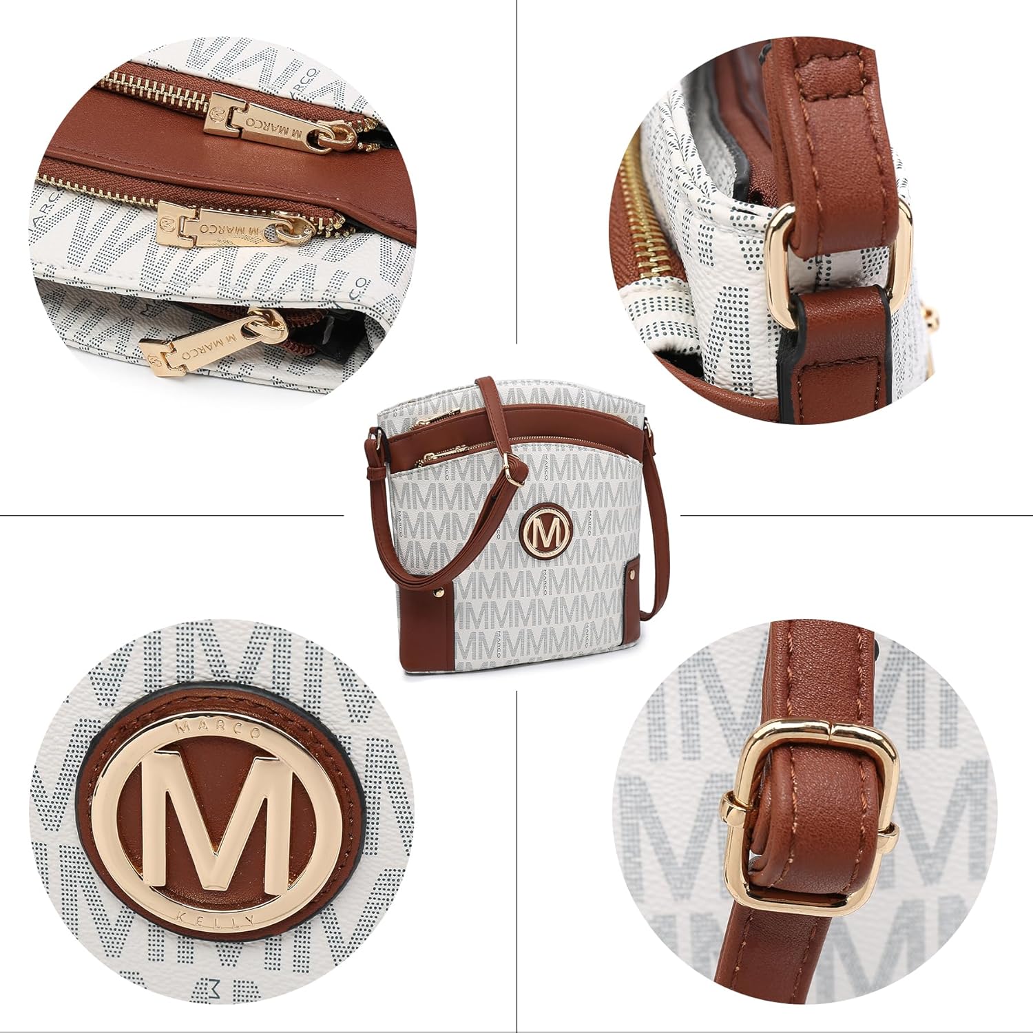 Crossbody Bags for Women Travel Vegan Leather Multi Zip Pockets Crossbody Purses Trendy Monogram Shoulder Bags - Image 6