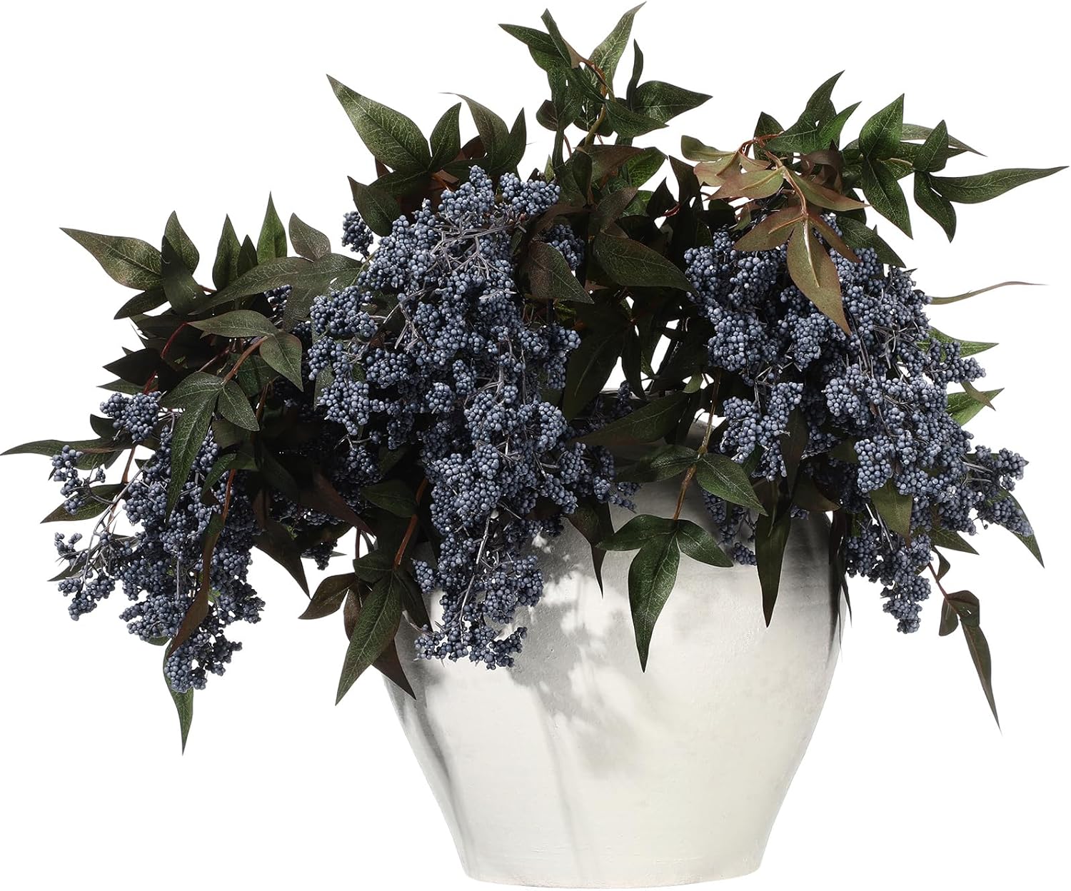 Zeyune 3 Pcs Artificial Blueberry Berry Stem Faux Realistic Berry Picks Branches Fake Dusty Plum Stem Sedum Spray for Holiday Seasonal Farmhouse Mantel Harvest DIY Home Decorations(35 Inch)