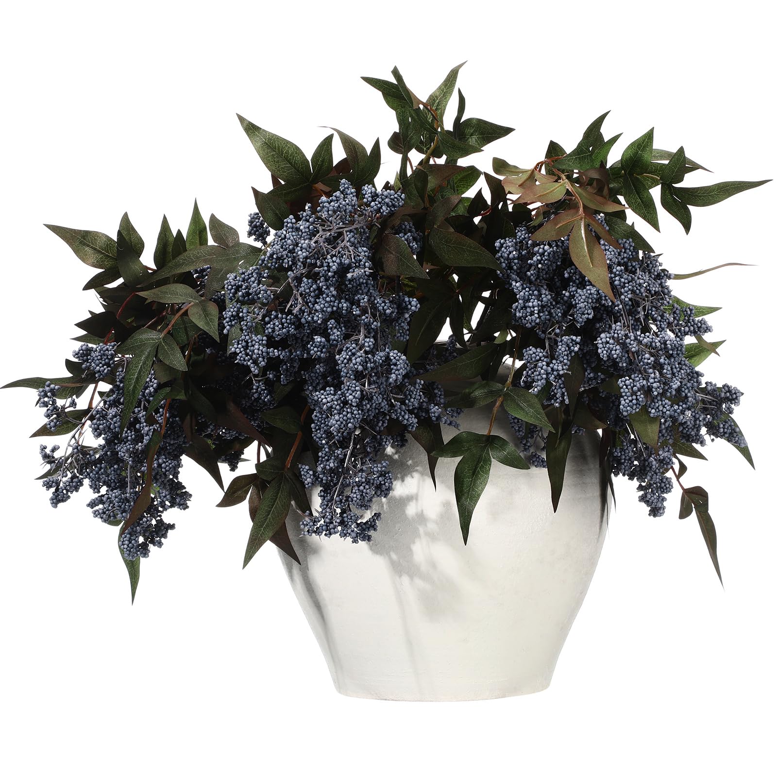 Zeyune 3 tallos artificiales de arándanos artificiales de otoño, ramas de bayas azules, ramas de sedum falso para vacaciones, temporada, granja, repisa, repisa, decoración del hogar (35 pulgadas)