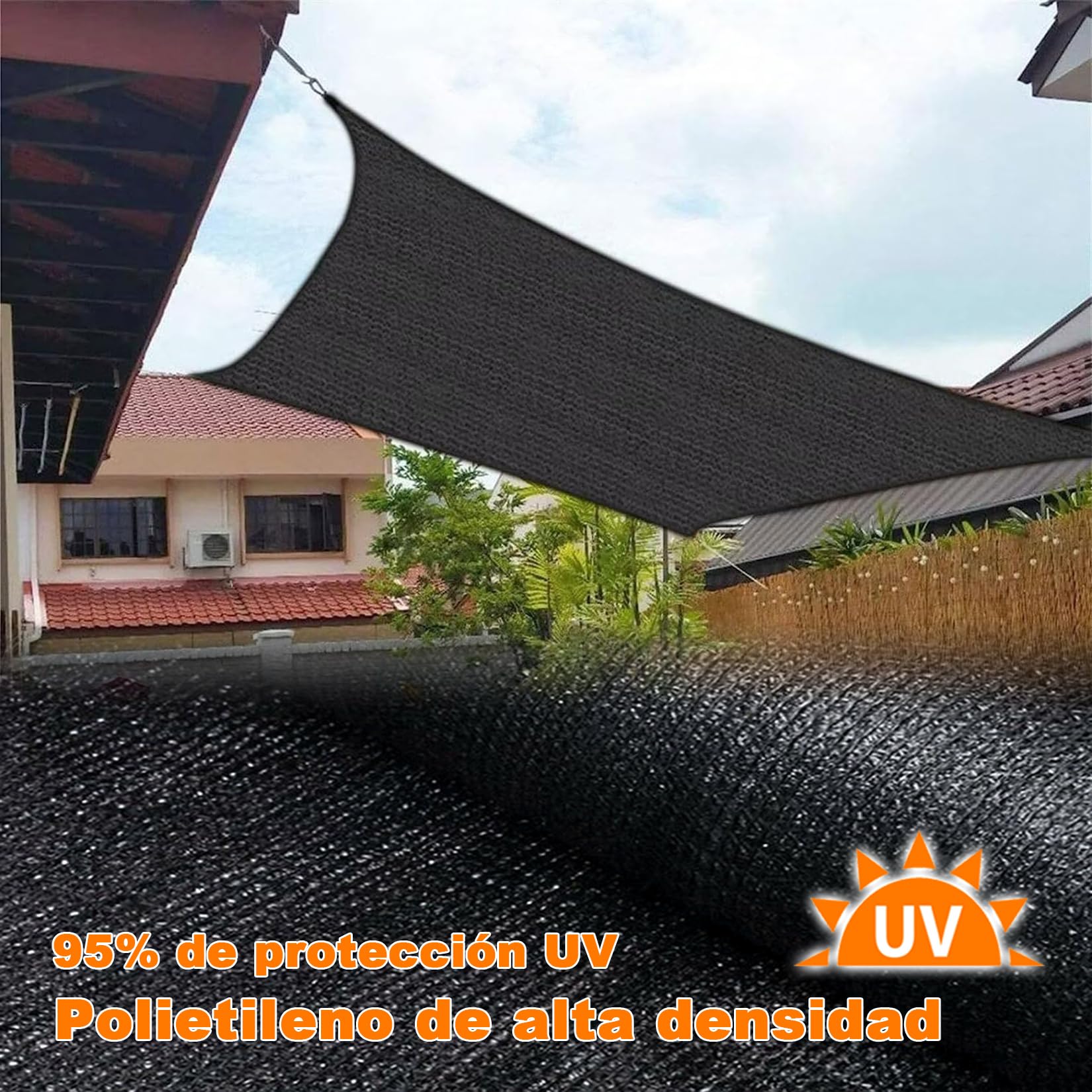 Tkanina e 4 x 7 m – 90% ochrona przed promieniowaniem UV, oddychająca czarna siatka ogrodowa na patio, do szklarni, do użytku na zewnątrz - idealna do wzrostu roślin i ogrodnictwa