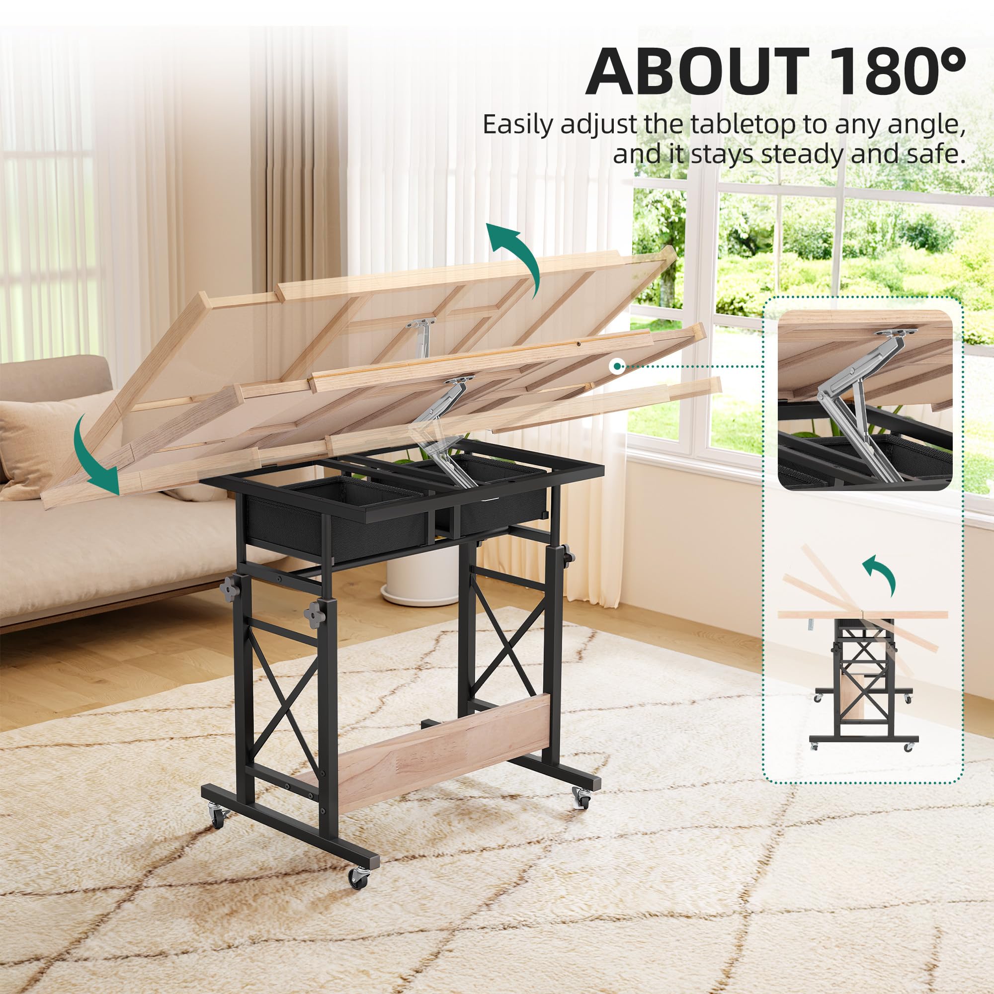 YITAHOME Tavolo puzzle da 1500 pezzi con 4 cassetti, tavola puzzle inclinabile regolabile con angolo di inclinazione e regolazione dell'altezza, tavoli portatili con coperchio e ripiano portaoggetti