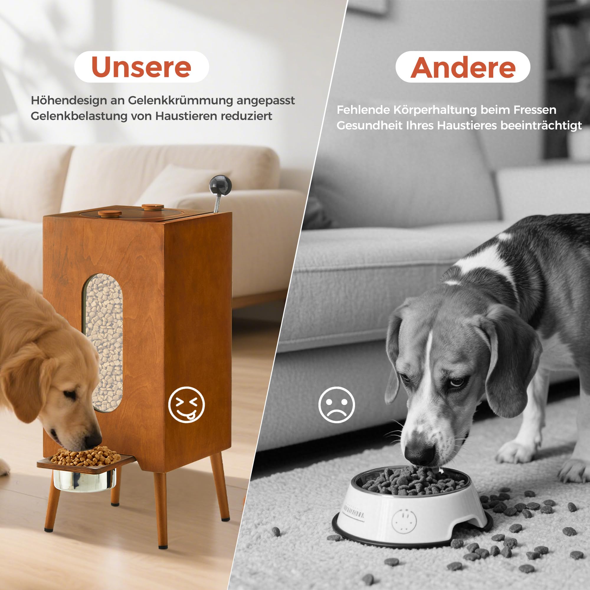 CLIPOP Comedero elevado con cuenco de acero inoxidable, soporte para perros con espacio de almacenamiento, comedero semiautomático con almacenamiento, gabinete de comida para perros y gatos