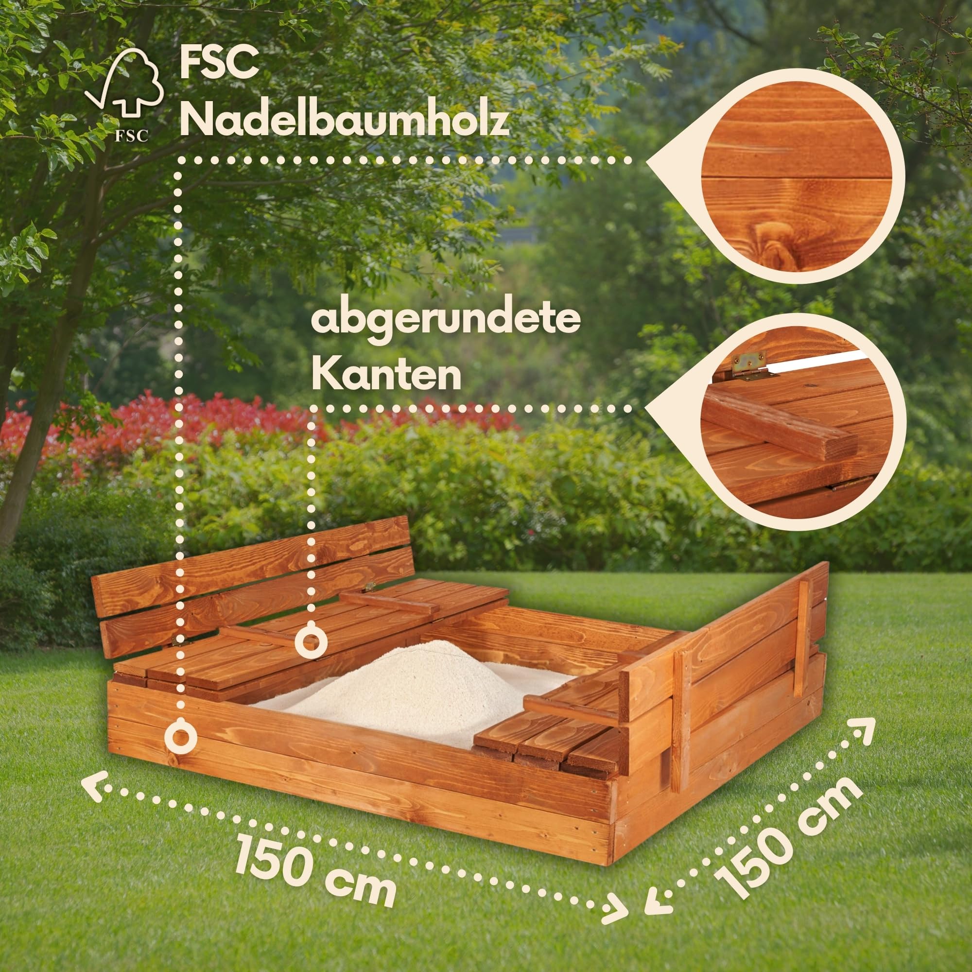 Bügelperlen Groß Springos® Sandkasten Sitzbänke Dach 120 X 120 Activity Spiel