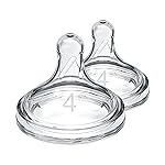 Dr. Browns Natural Flow Level 4, Wide-Neck Baby Bottle Nipple, Fast Flow, 100% Silicone, 2 Pack, 9m+