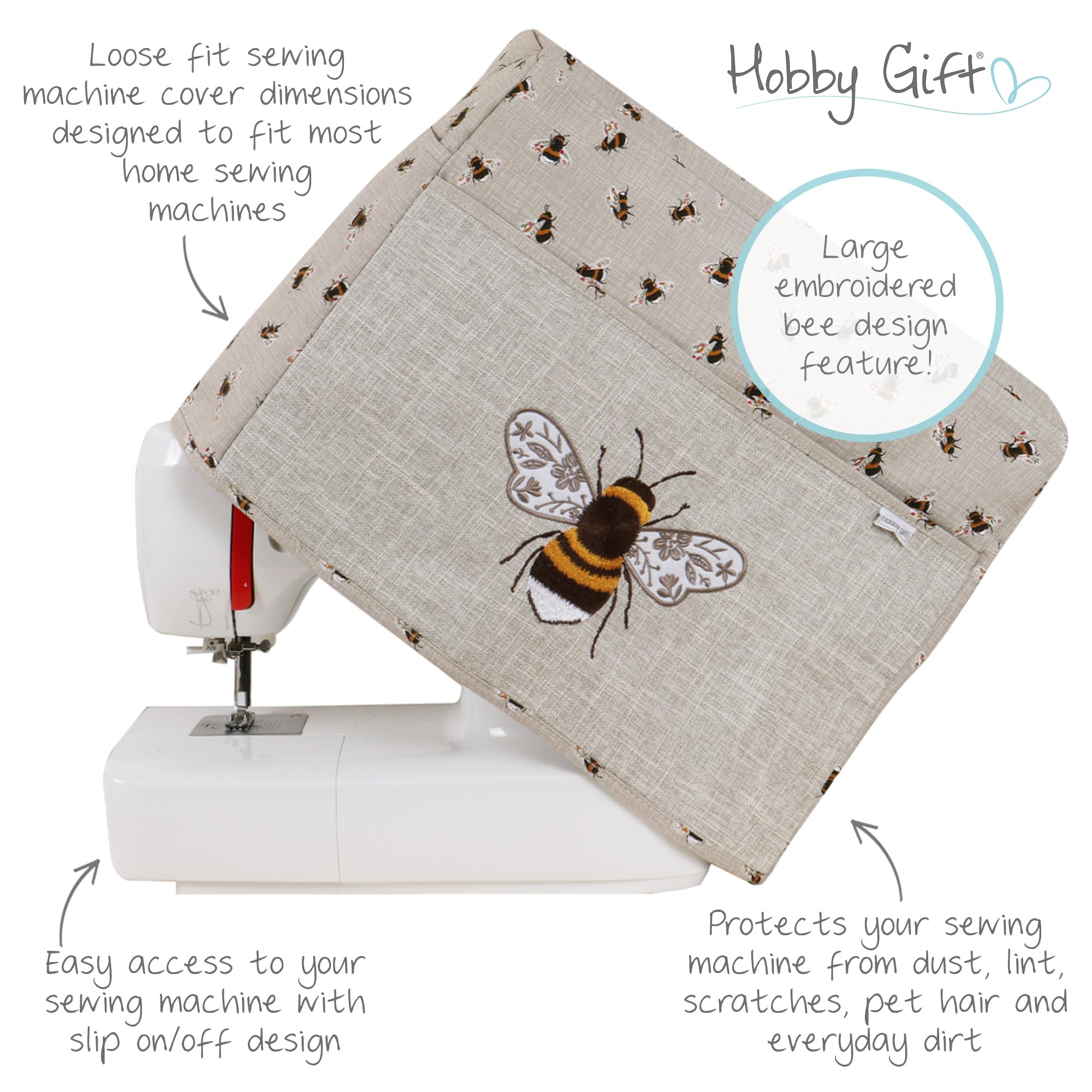 Hobby Gift Exclusive Sewing & Embroidery Machine Cover with Pockets, Dust, for Most Standard Machines Singer Brother 33.5 x 44 x 21cm, MRSMC 87