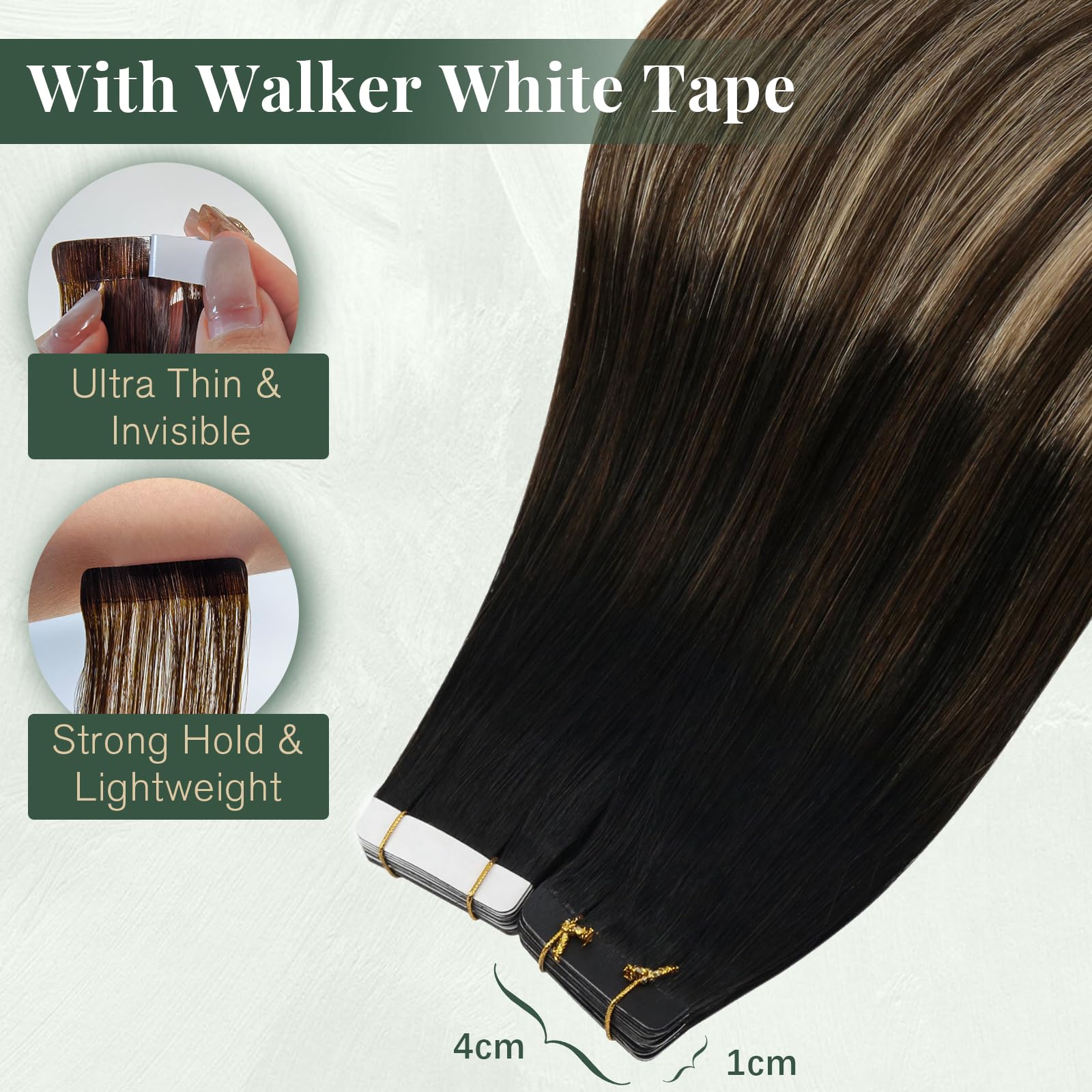 Ugeat Przedłużanie Włosów Taśma, Włosy Ludzkie, Balayage Naturalna Czerń do Crązu, 55 cm 20 sztuk 50g, Przedłużanie Włosów Tape in, Blond, Remy Naturalne Proste
