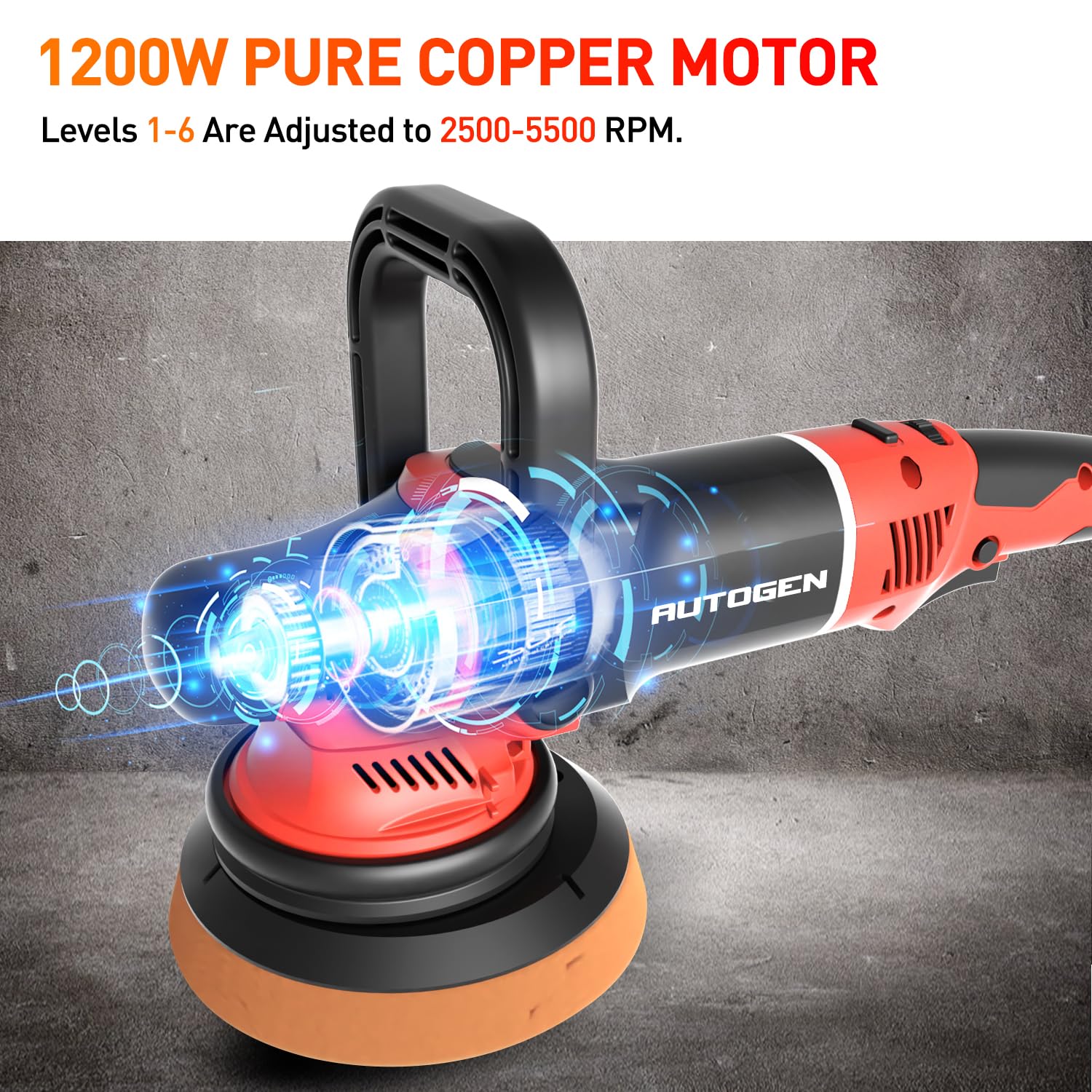 Snapklik.com : AUTOGEN Car Buffer Polisher, 6 Inch Dual Action Polisher ...