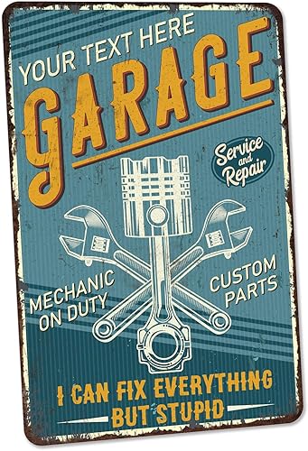 Letrero de garaje personalizado, regalos para papá, letrero personalizado, decoración de cueva de hombre retro, decoración de taller, regalo