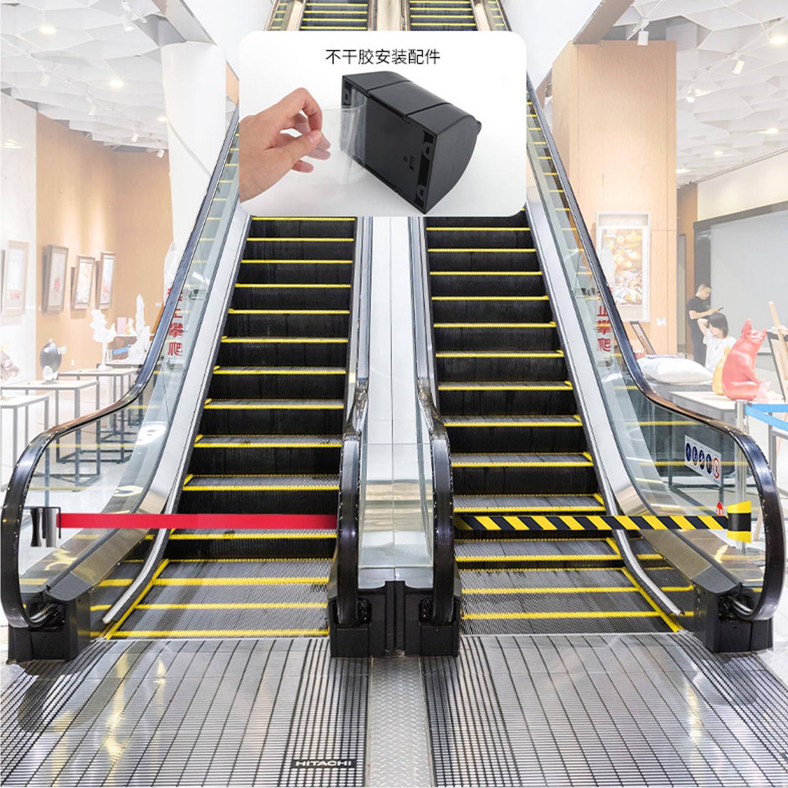 Genérico Barrera de Cinta retráctil para Montaje en Pared, Color Negro y Amarillo, Sistema de Control de multitudes para pasillos, oficinas, estadios, escuelas y supermercados - 10 Metros de Largo