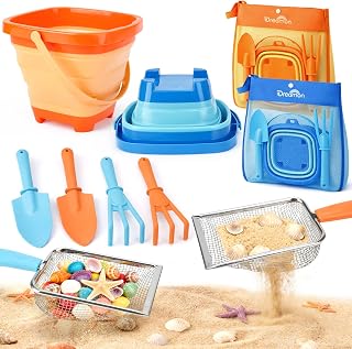 Sandkasten-Spielzeug mit Sieb und Rechen