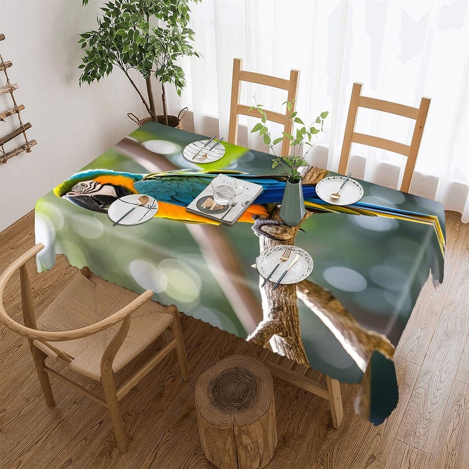LZQPOEAS Parrot Tablecloth Rectangle Table Cloth Decorative Fabric Table Cover Waterproof Seasonal Table Cover Wrinkle Resistant Washable Table Cloth for Party Picnic Dinner Decor 60"x120"