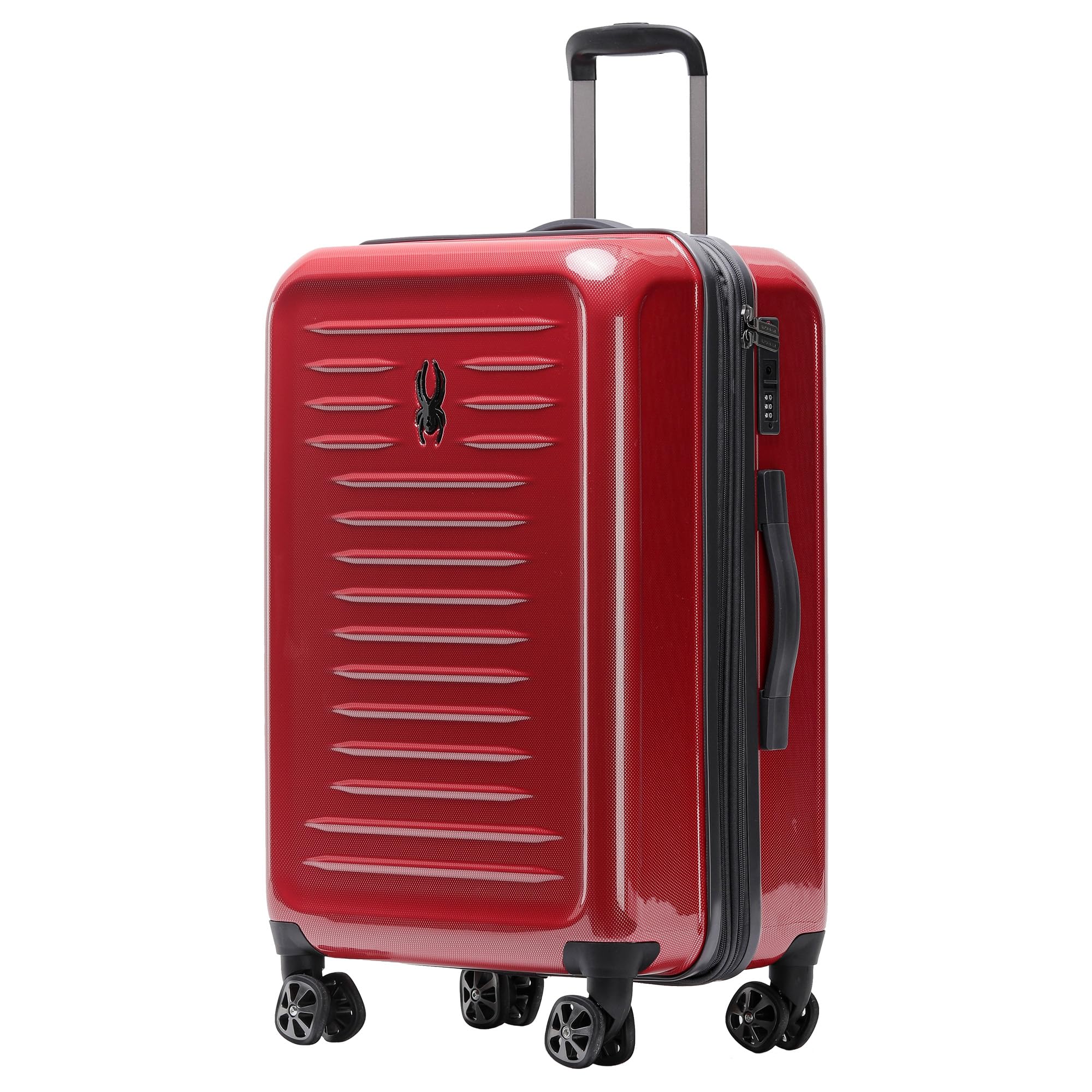 Spyder Rails Expandable Hardside Upright Suitcase with 360° Spinner Wheels, TSA Approved Lock (Red, Medium Checked)