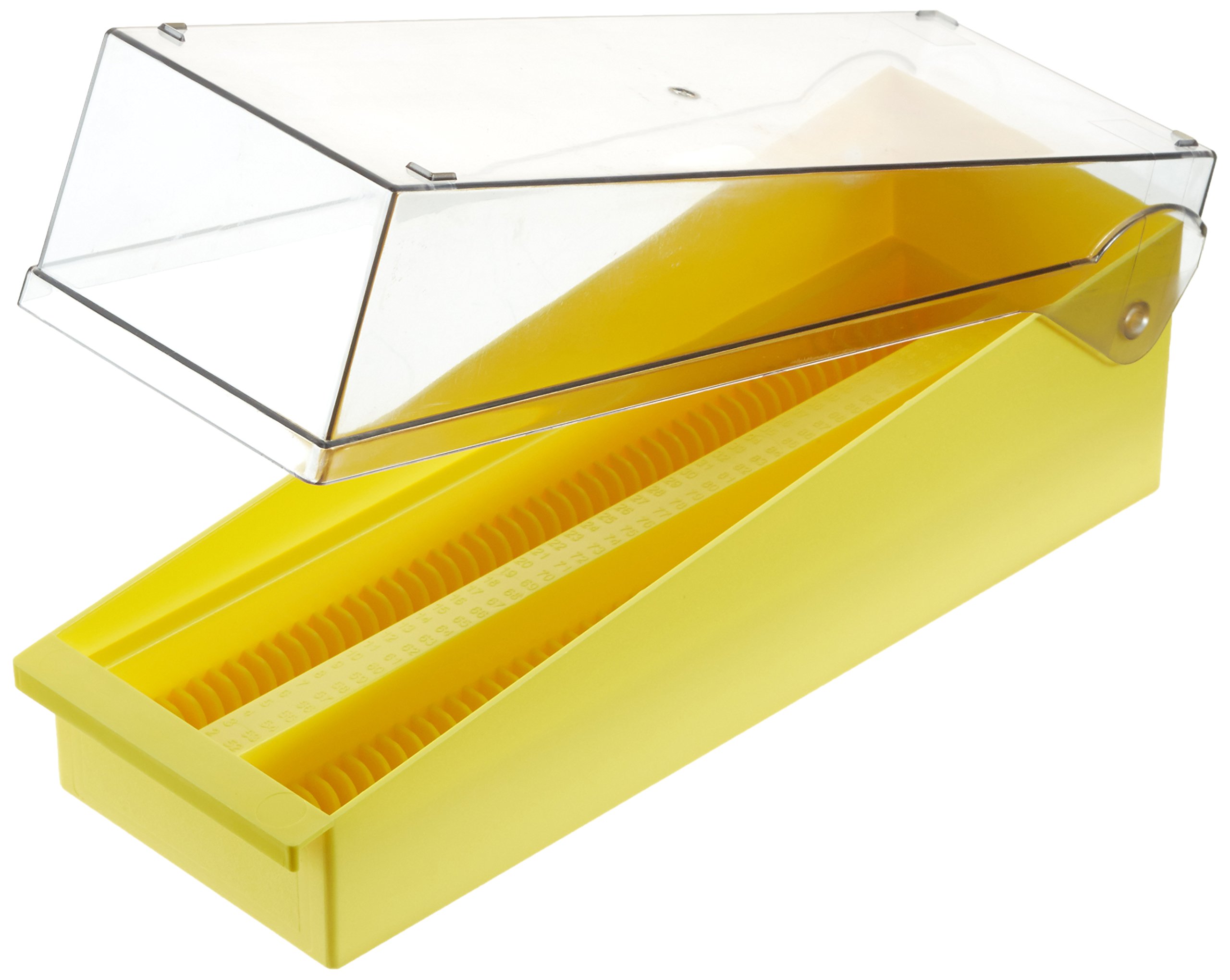 neoLabLine Polystyrol Objektträger-Magazin mit 100-200 Plätzen, Gelb, 245mm x 82mm x 86mm