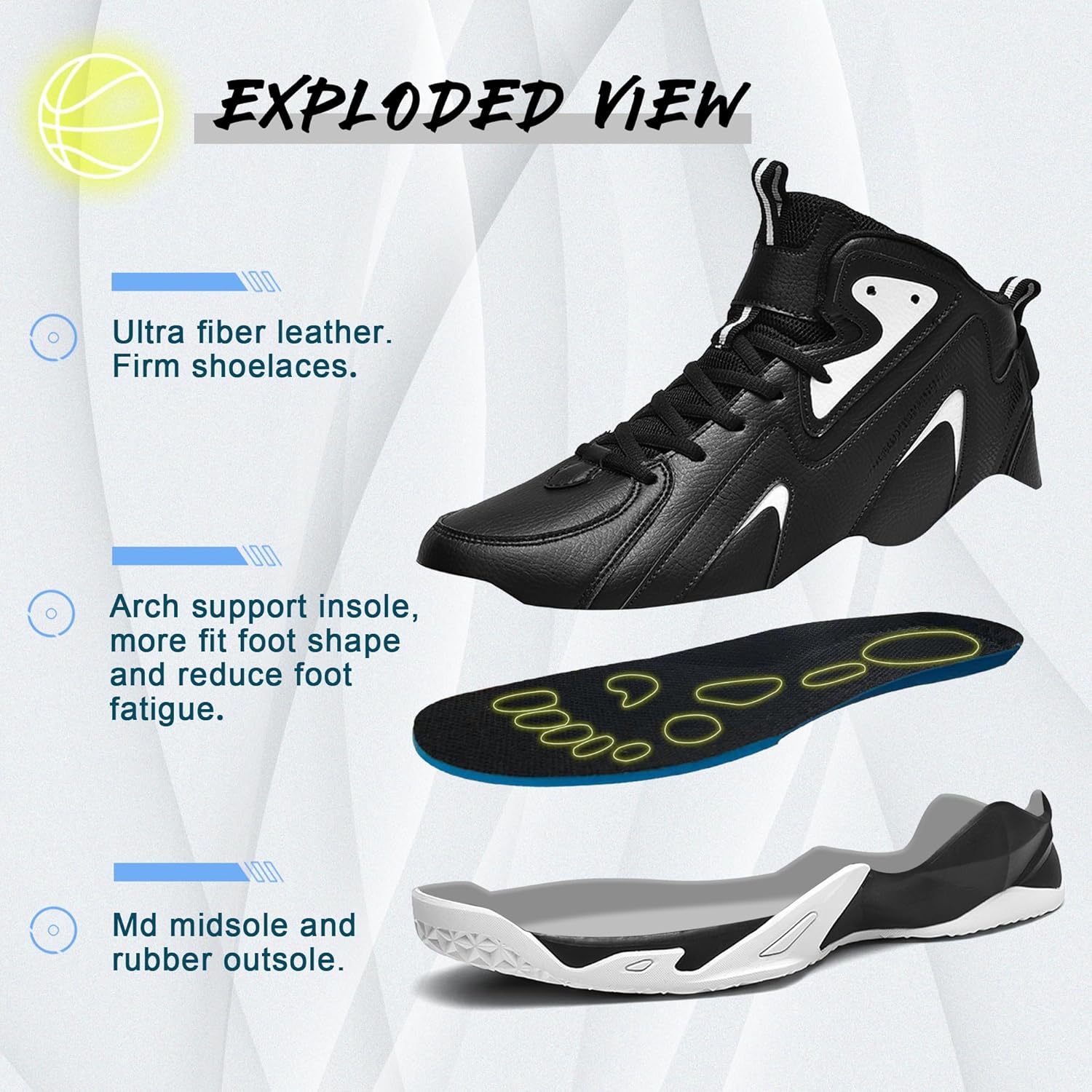 CJSPORX Men's Basketball Shoes Breathable Non-Slip Sneakers Fashionable Sports
