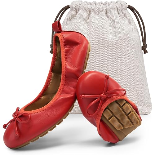 DREAM PAIRS Women's Foldable Bowknot Ballet Flats