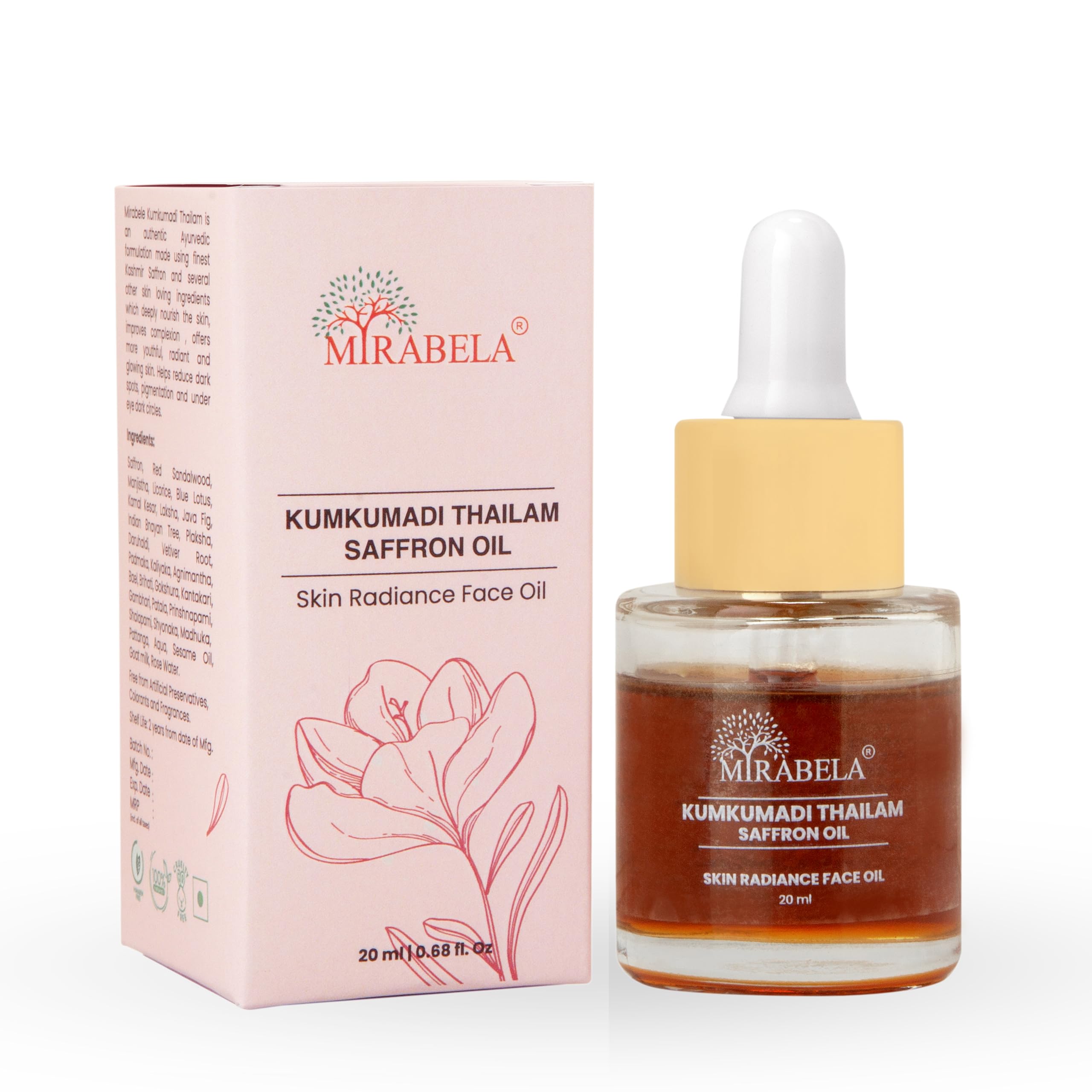 Sponsored Ad - Kumkumadi Tailam Face Oil for Glowing Skin, Face, Brightening, Anti-Aging, Pigmentation & Dark Circles with Saffron & 26 Herbs, 20 Ml