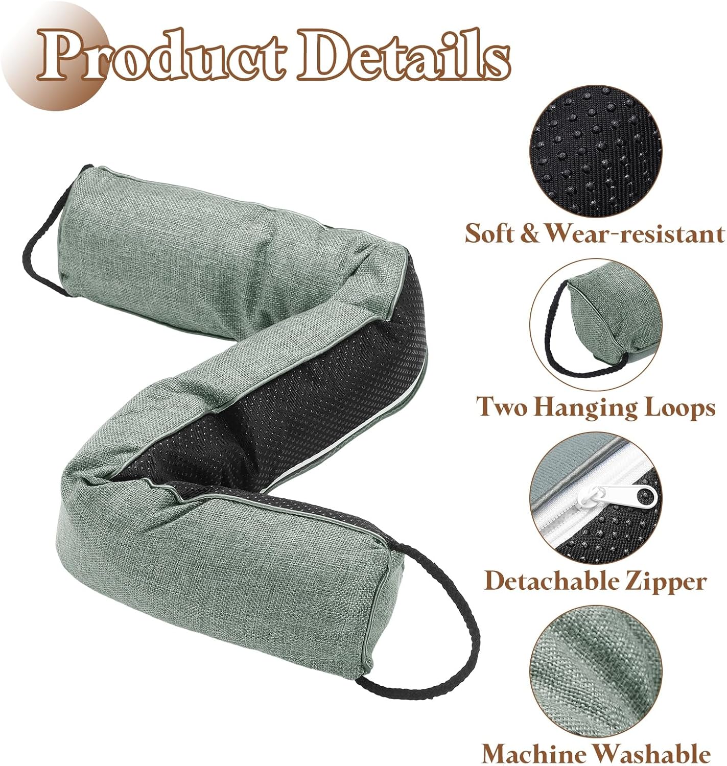 uxcell Door Sweep for Bottom of Doors, 38" x 3" Door Draft Stopper with Hanging Loops Weather Stripping Machine Washable for Windows Blocker Cold Heat Noise Dust, Gray Blue
