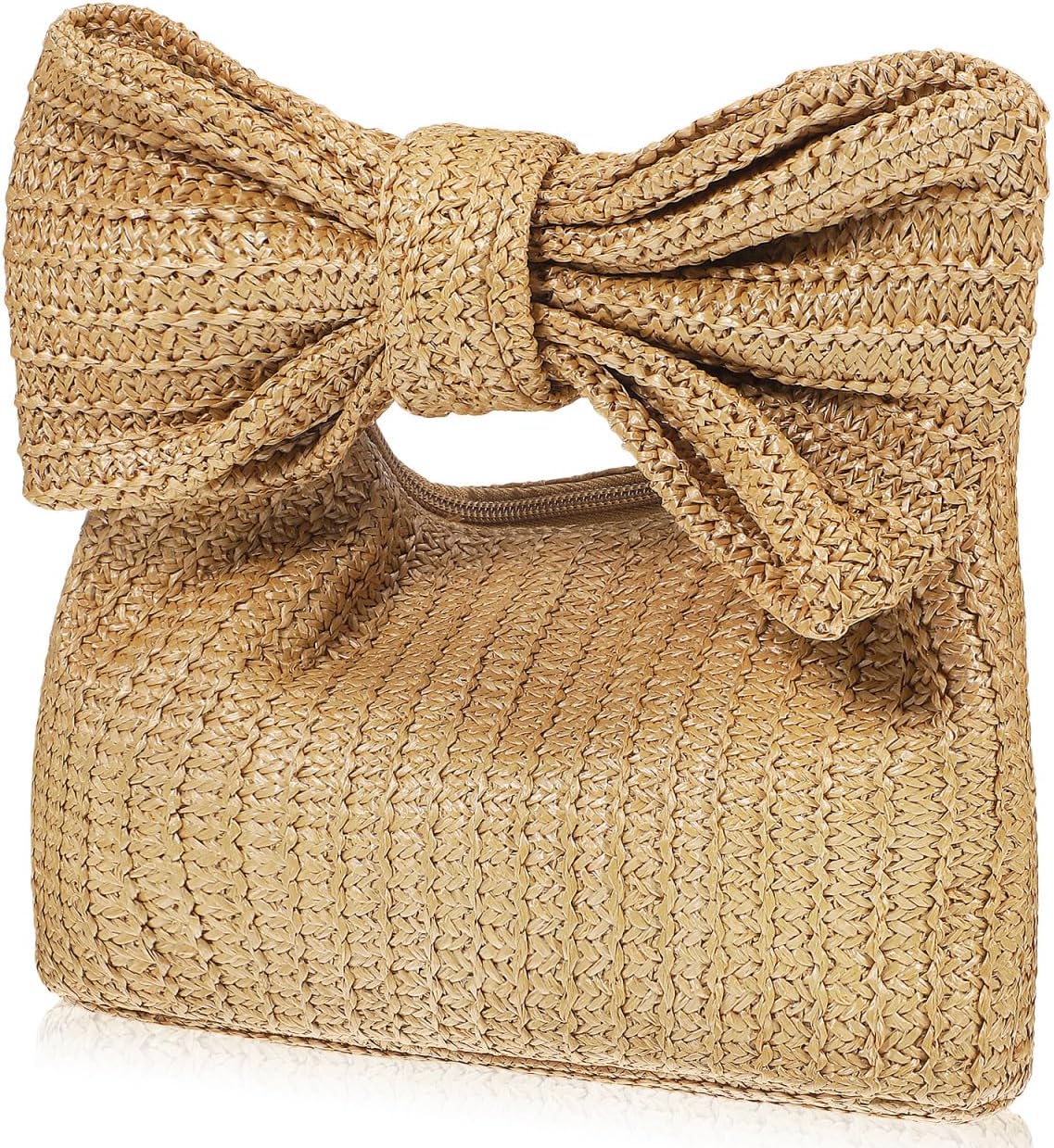 LIFKOME Woven Straw Clutch Bag for Women with Bow Lightweight Summer Purse for Beach Travel Shopping and Dates Durable Handbag Versatile Design for Vacations