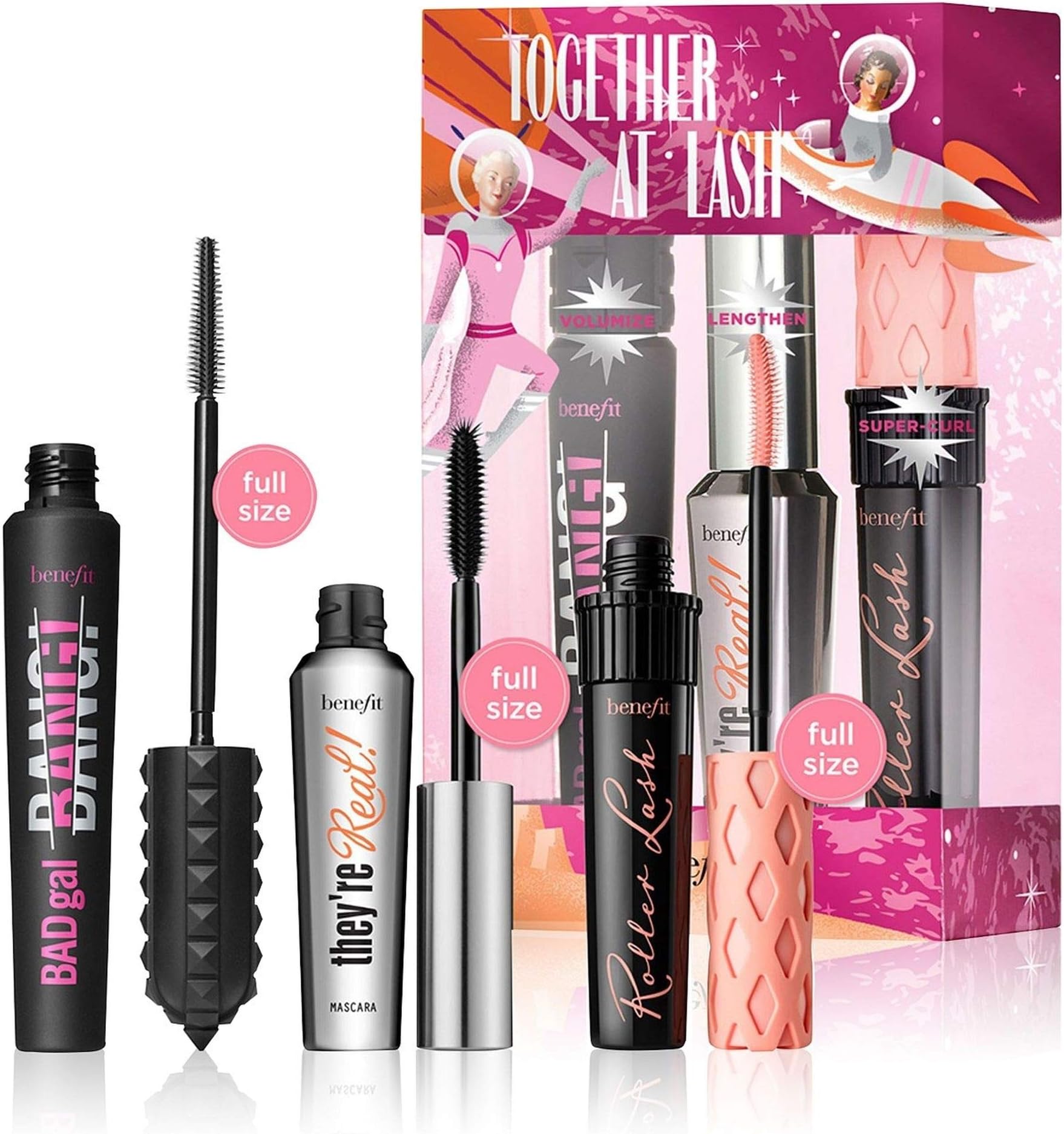 Benefit Cosmetics Mascara 3 Piece Full Size Set $72 Value They're Real Bad Girl Bang Roller Lash Set Together At Last