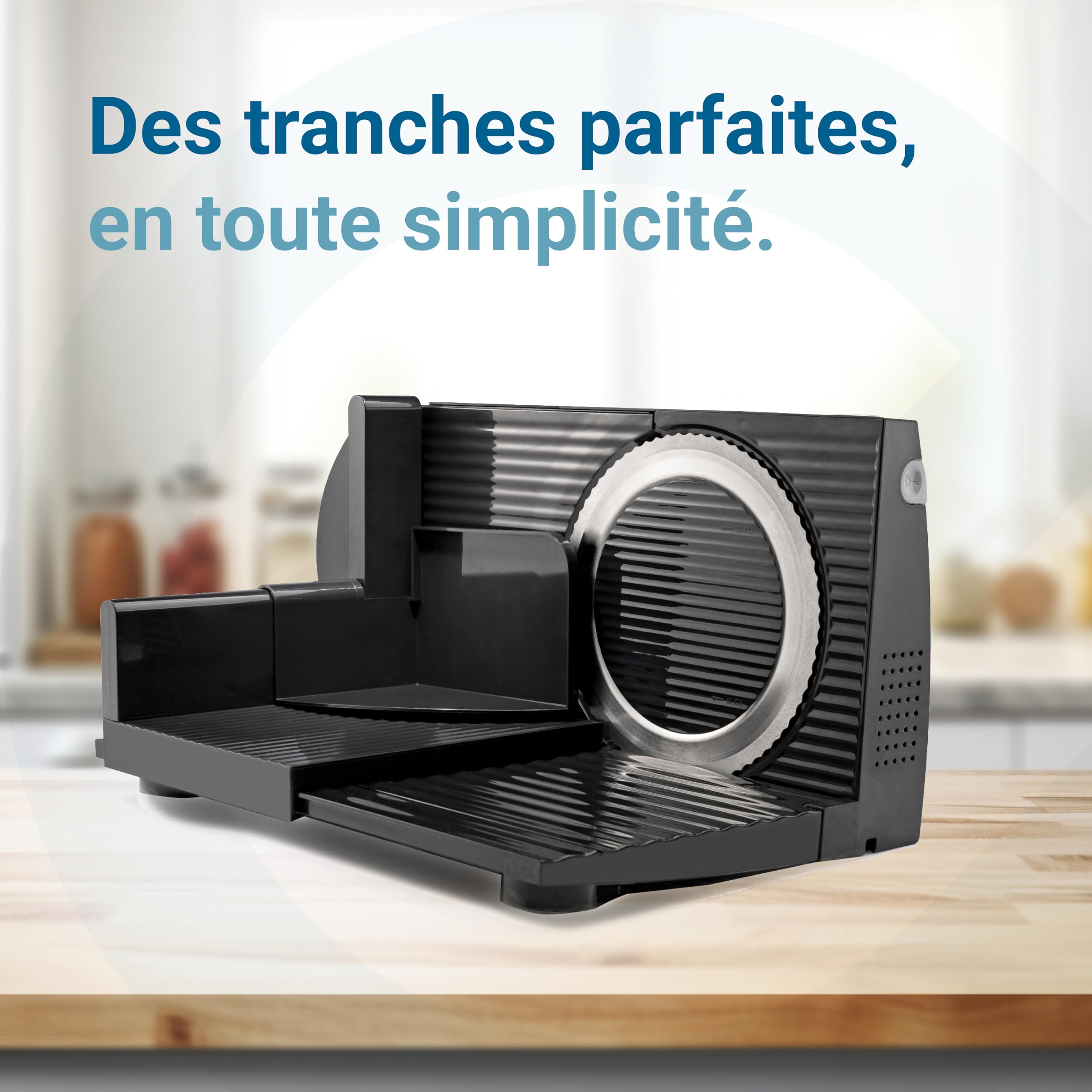 EUREL RS42 Trancheuse Électrique Noire Lame Inox Ø170 mm Épaisseur Réglable 0-17 mm Moteur CC EcoDrive 80 W
