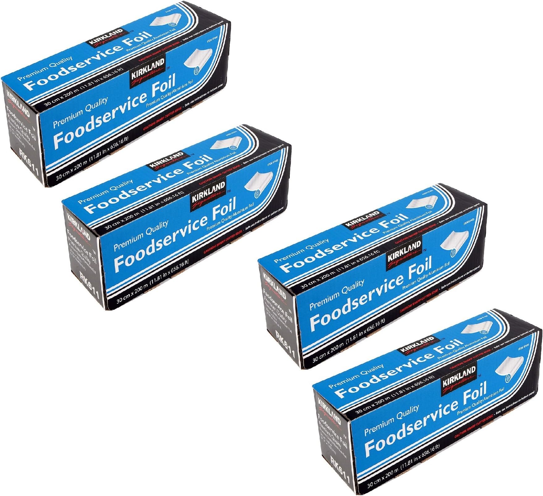 Kirkland Signature Foodservice Foil - Premium Quality Aluminium Foil 30cm x 200 metres, 4-Pack