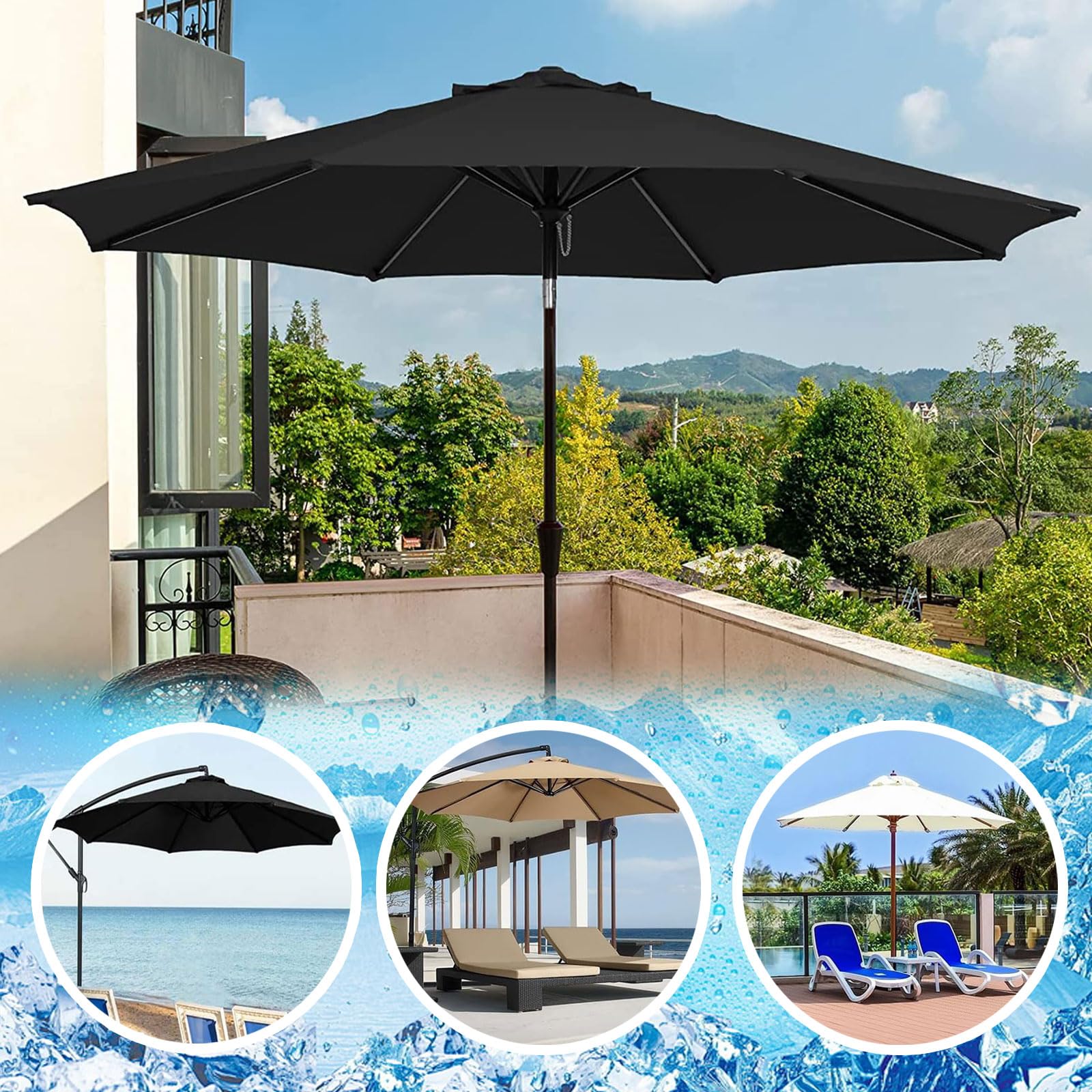 11.5 ft 13 ft patio umbrella replacement canopy 8 ribs outdoor umbrella replacement cover Market Umbrella Top : Patio, Lawn & Garden