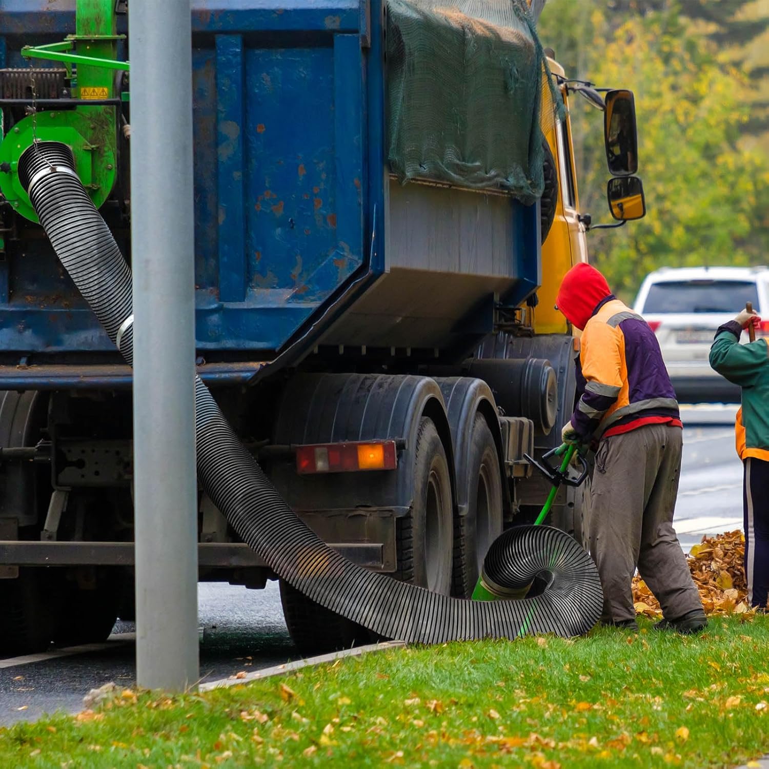 Pangda 8 Inch 8 Feet Lawn Vac Hose PVC Flexible Grass Catcher Leaf Vac Collection Vacuum Hose Fits Most Brands