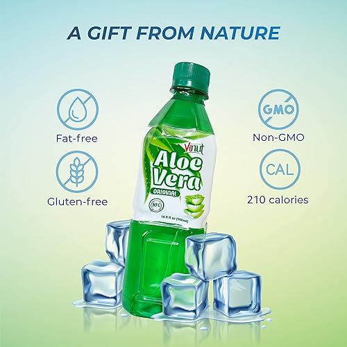 Miniatura 4 de Vinut Jugo de aloe vera puro sabor original con pulpa (16.9 onzas líquidas, paquete de 12), no de concentrado, bebida fresca de aloe vera, fuente