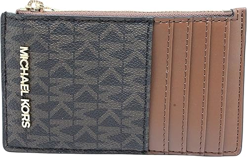 Michael Kors Jet Set - Funda para tarjetas con cremallera superior, color marrón, Marrón, Jet Set Travel