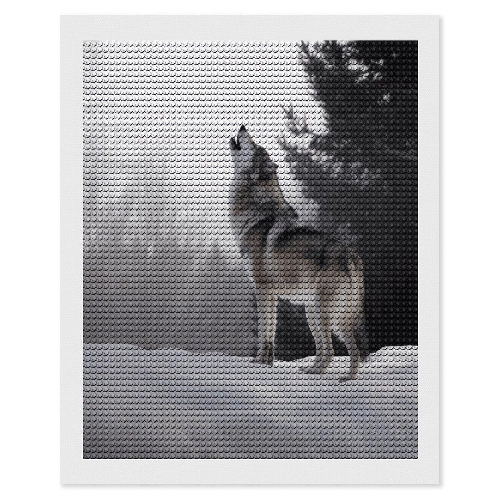 FekiLoot Diamond Art Kits for Adults, DIY 5D Howling Wolf Diamond Painting Kits for Beginners, Full Round Drill Diamond Dots Painting Gem Art Crafts for Home Wall Decor & Gift 16"x20"