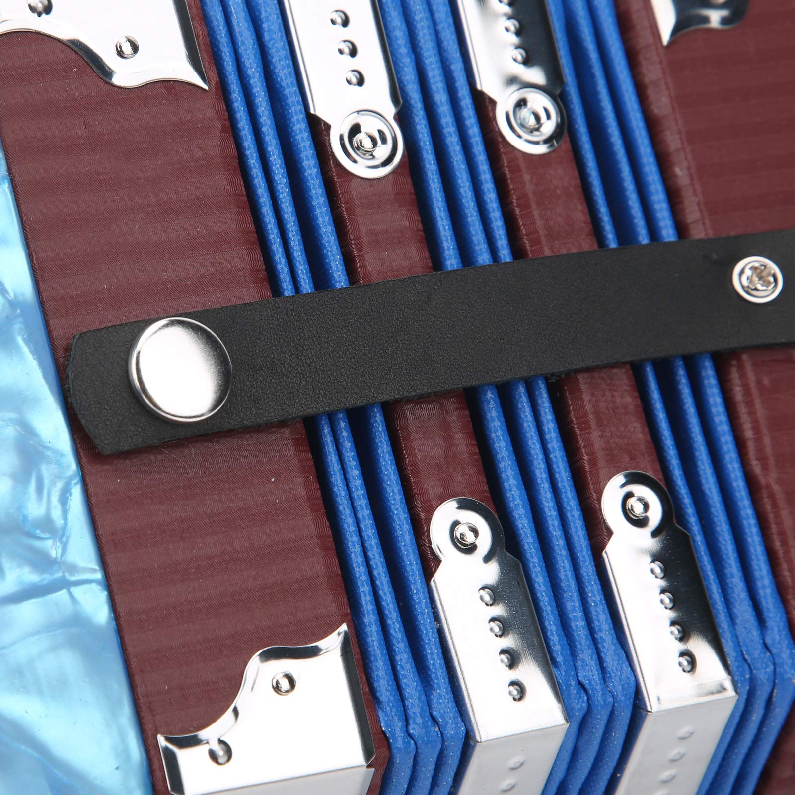 CHICIRIS Accordéon Concertina Professionnel avec Sac de Transport, Pédales de Grosse Caisse Concertina Portables (Bleu Clair)
