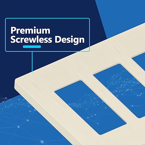 Miniatura 525 de LIDER - Cubierta decorativa de interruptor doble con acabado mate, placa de pared sin tornillos, tamaño mediano, 2 bandas, 4.88 x 4.92 pulgadas