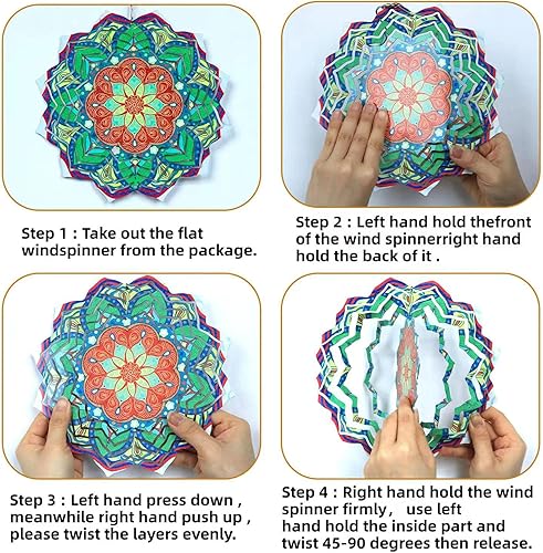 Miniatura 4 de 5 piezas de 10 pulgadas, hilanderos de viento de sublimación de aluminio, productos de sublimación en blanco de sublimación, hilanderos de viento de